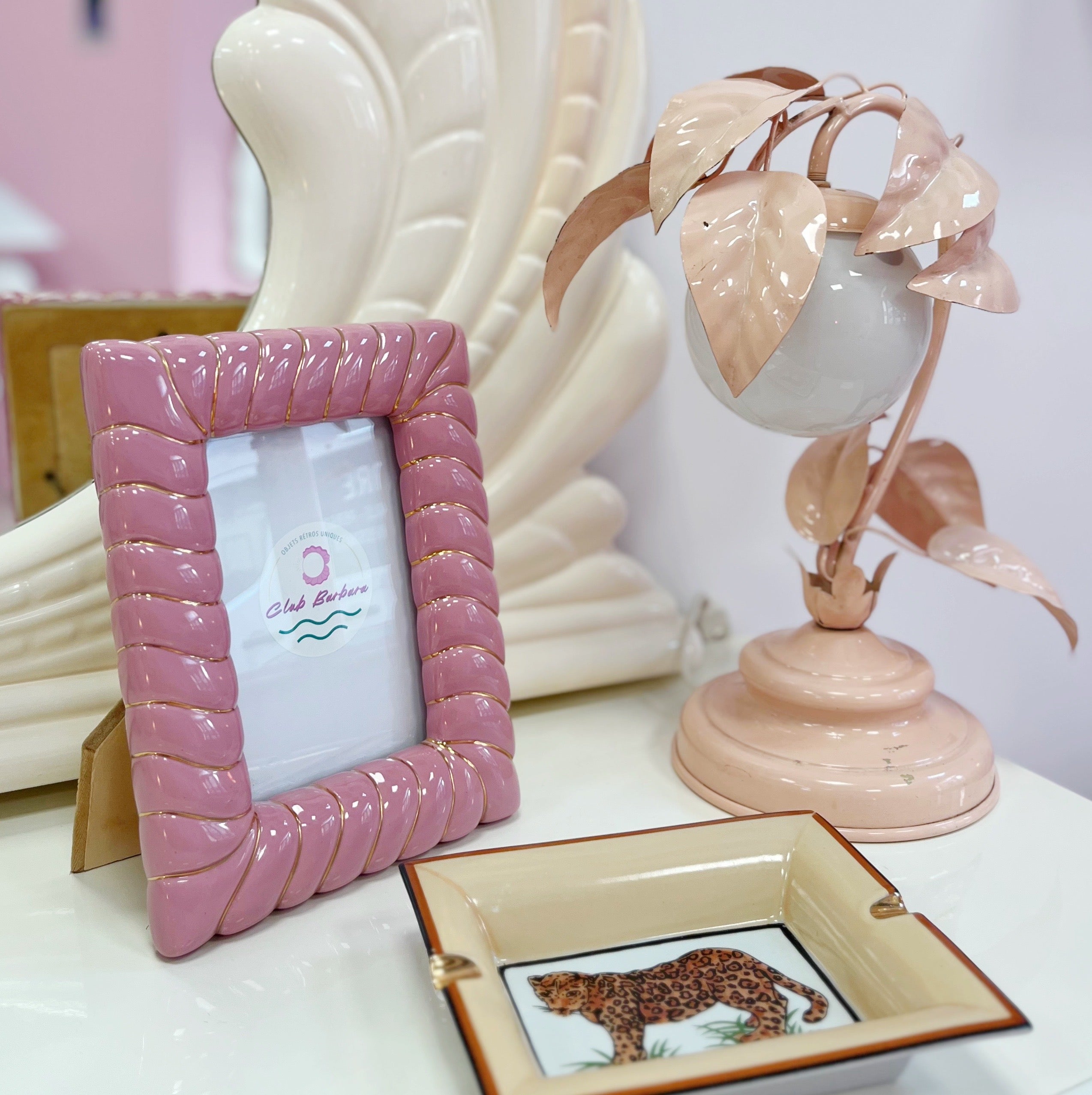 Cadre photo céramique rose