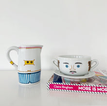 Charger l&#39;image dans la galerie, Set petit-déjeuner 70s en porcelaine, série Tête à Tête, « LUI » par Jean Hury
