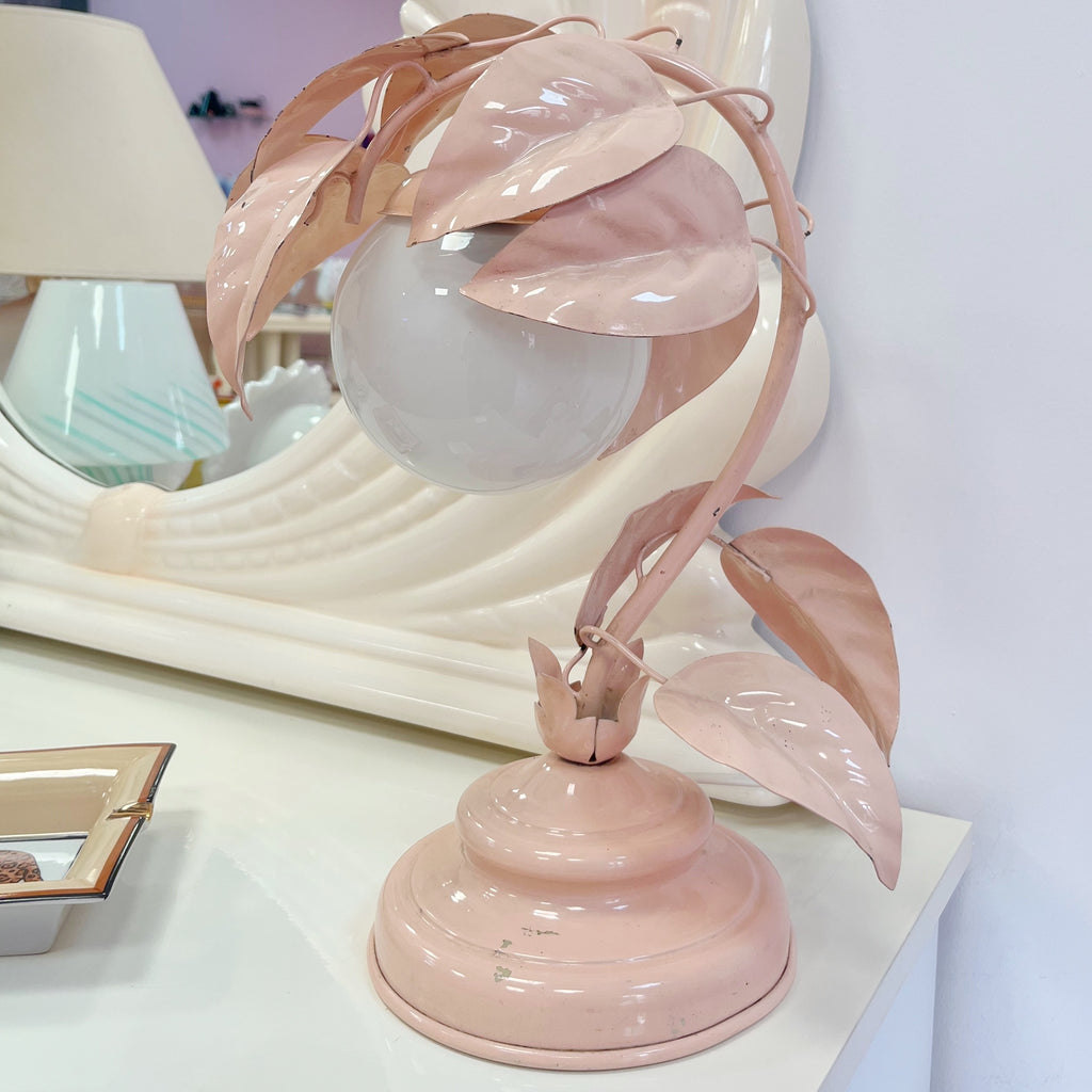 Lampe feuilles metal rosé vintage