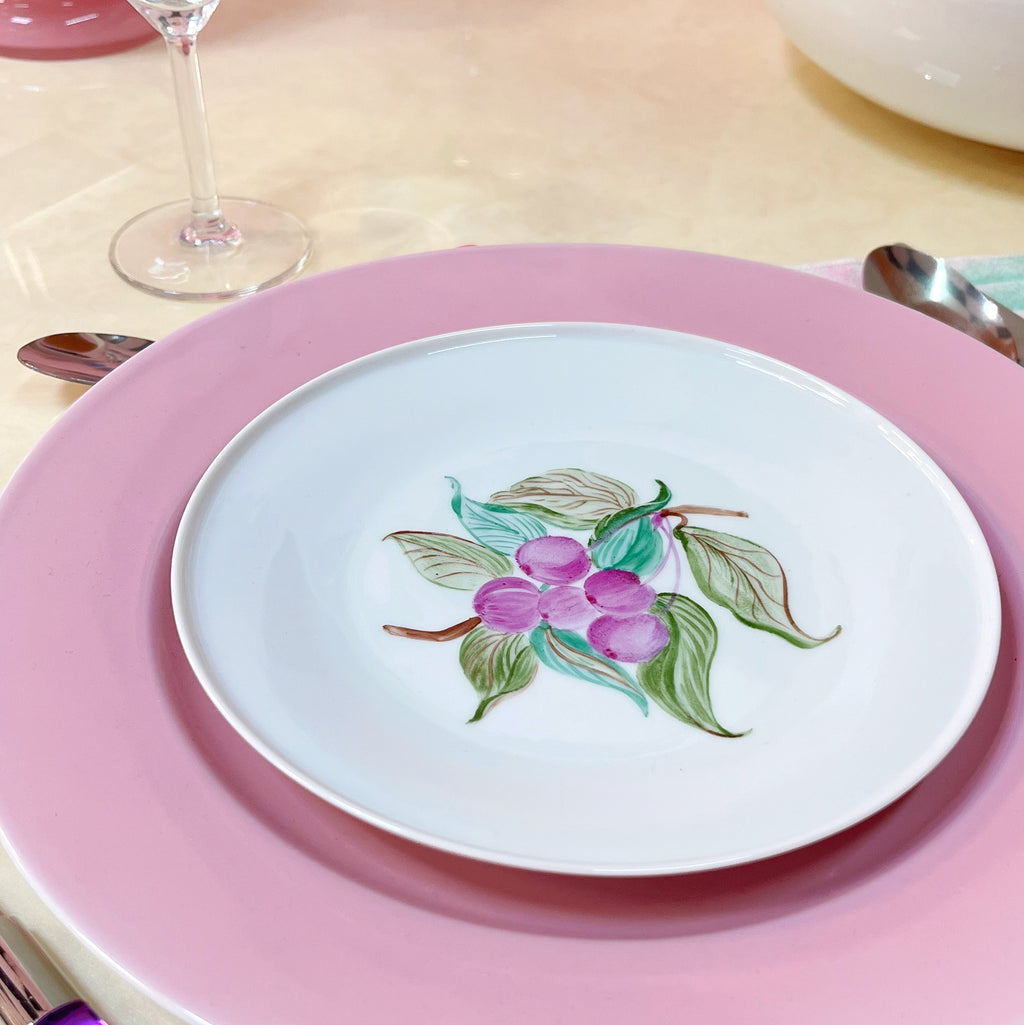 Assiettes à dessert en porcelaine décor de fruits