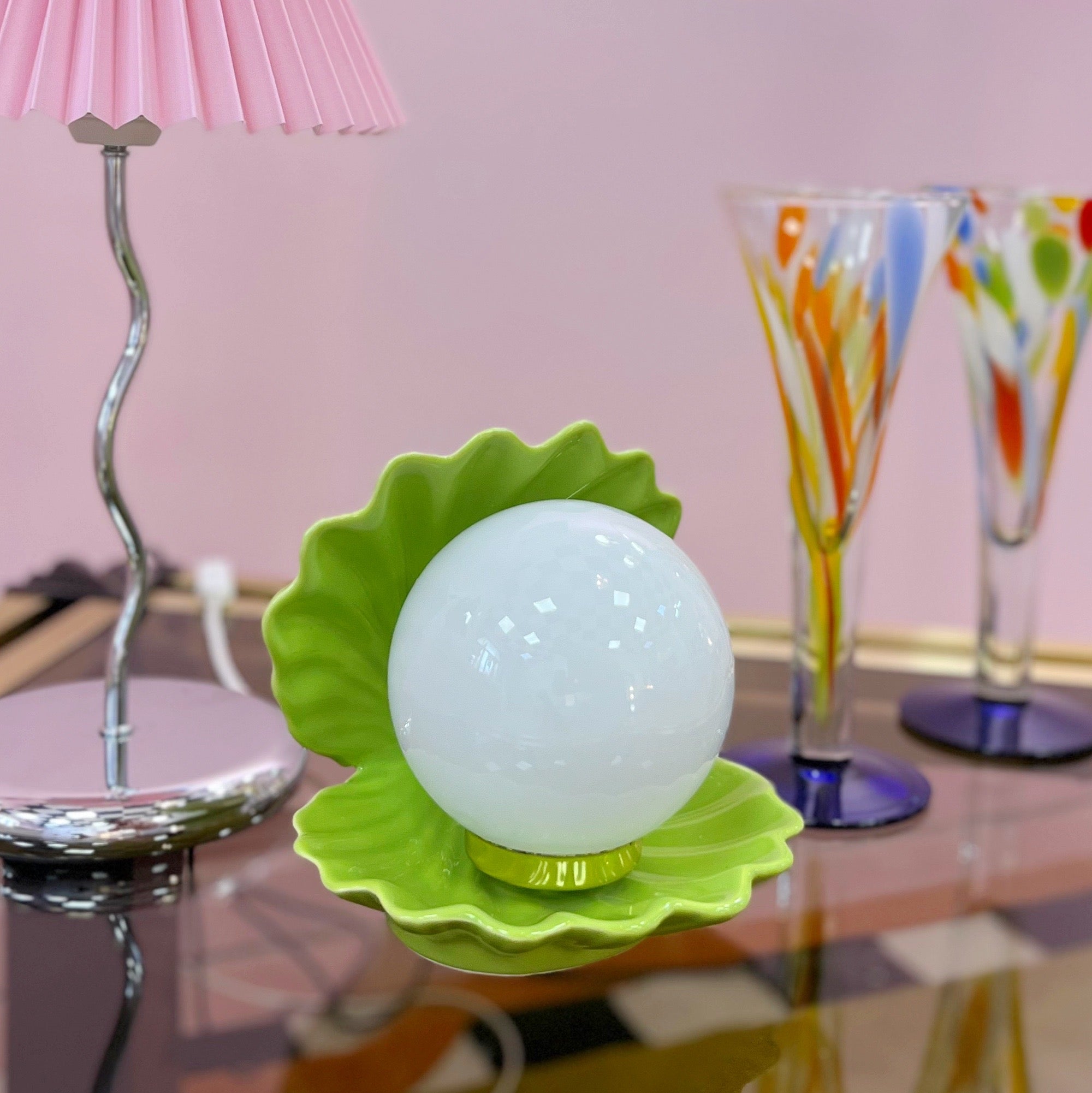 Lampe Coquillage Verte – Années 80