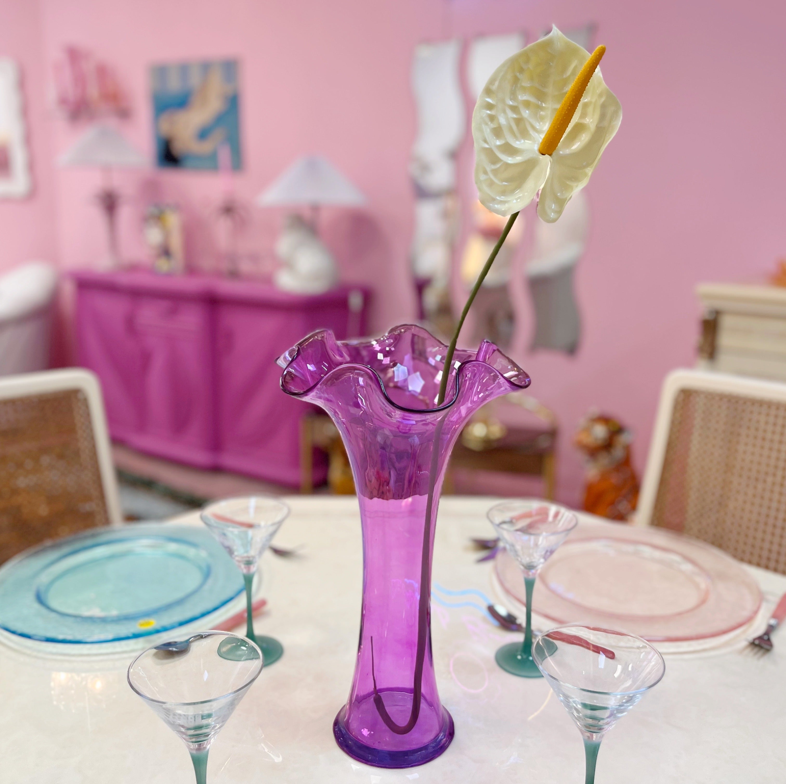 Vase Améthyste à Volant – Verre, vintage