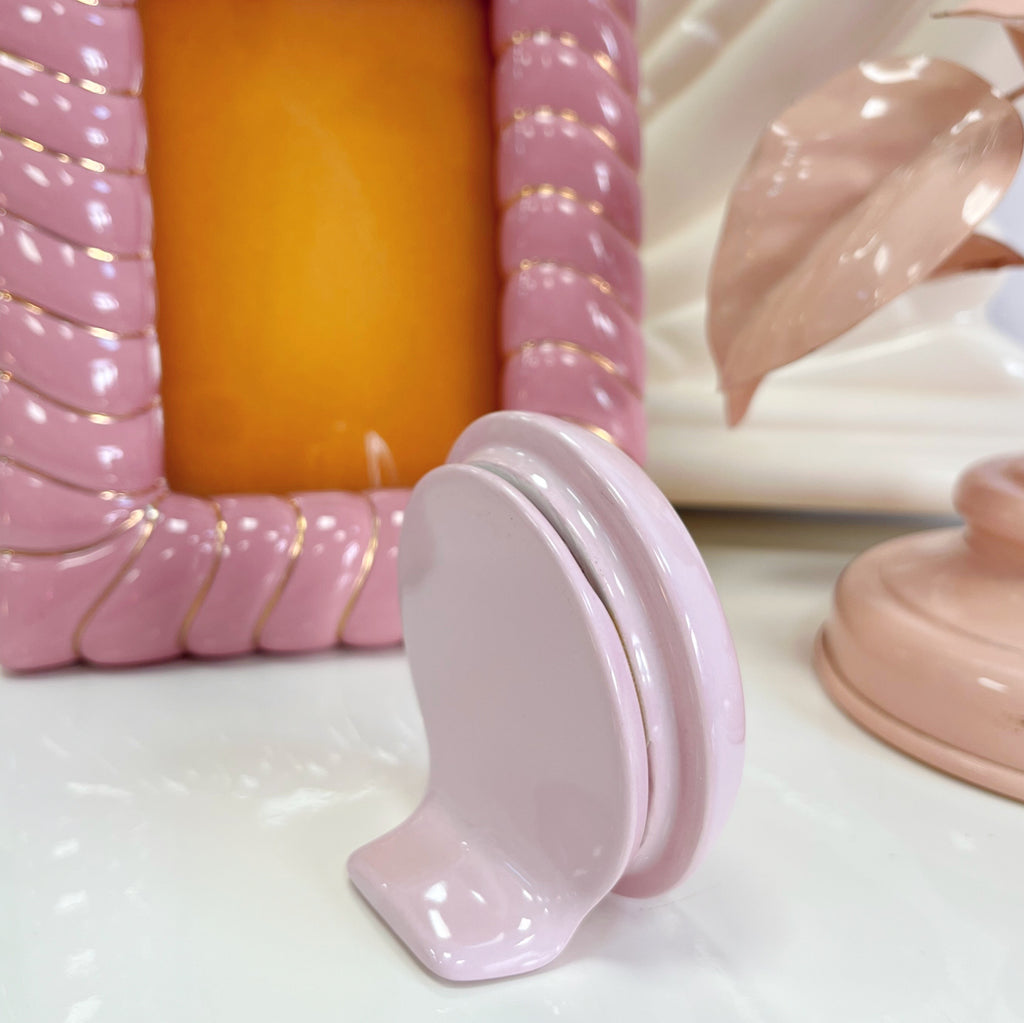Petit porte photo céramique rose