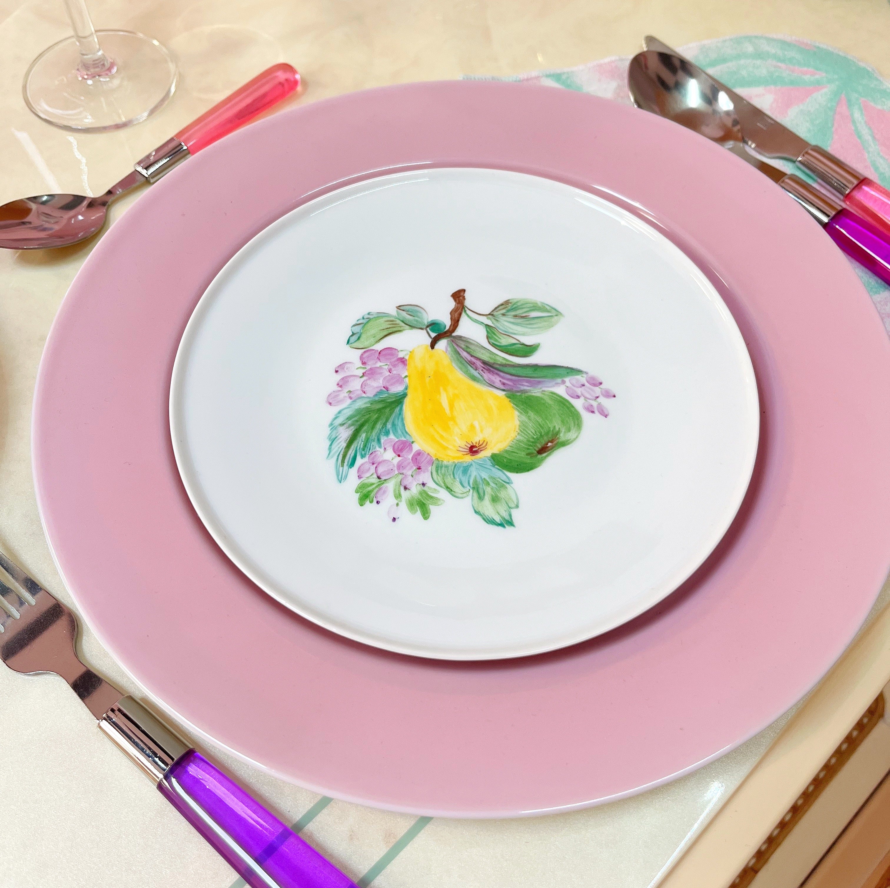 Assiettes à dessert en porcelaine décor de fruits