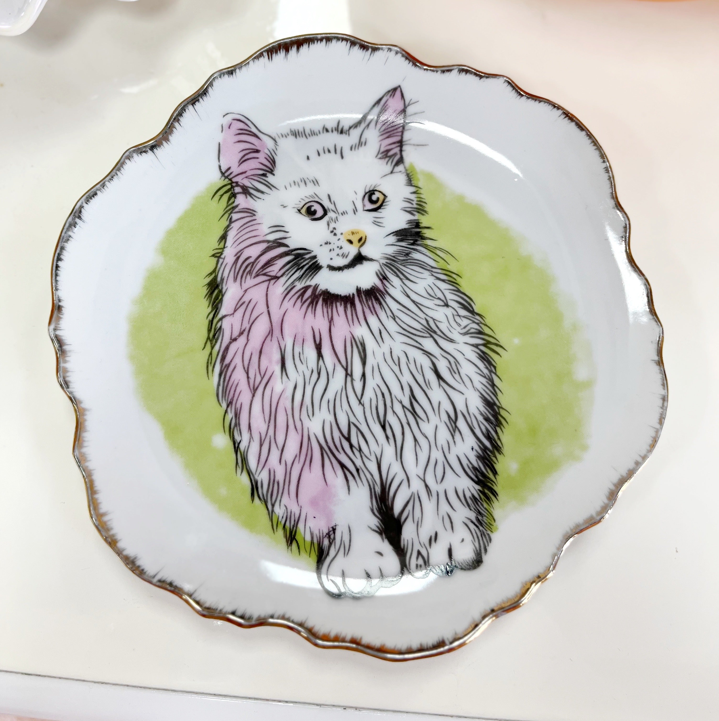 Assiette chat vintage