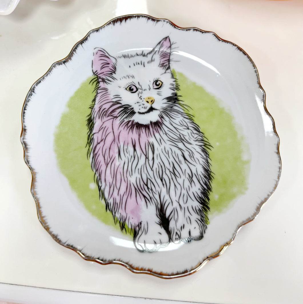 Assiette chat vintage