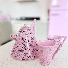 Load image into Gallery viewer, Vintage Memphis Design Speckled Pink Teapot
