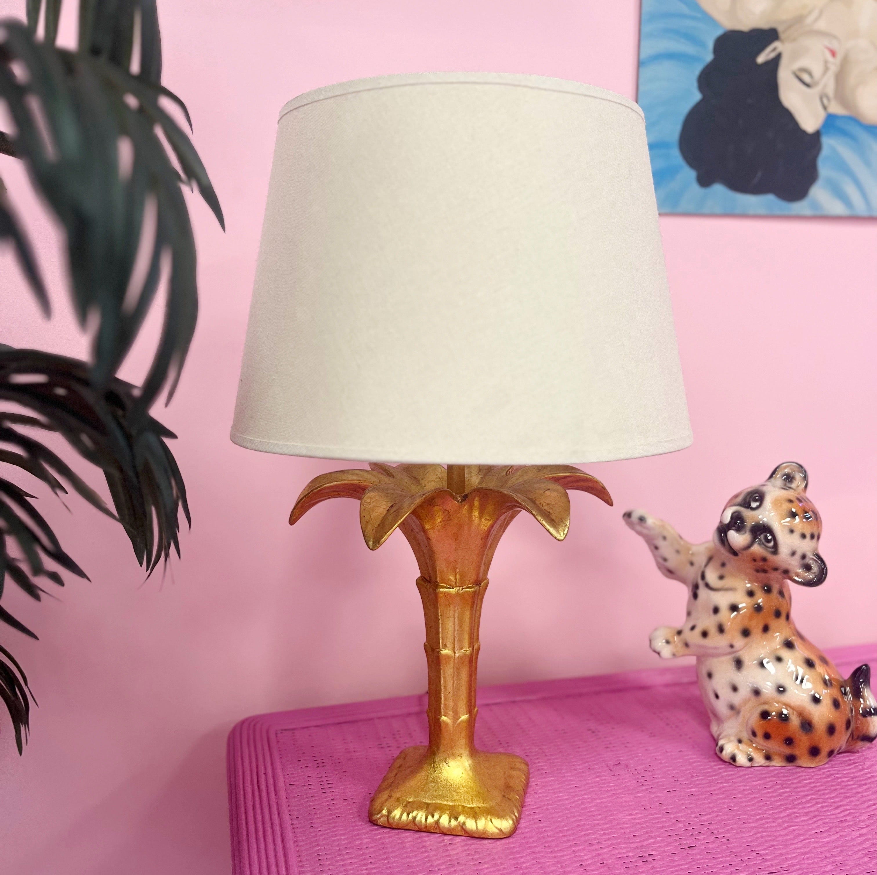 Lampe de table palmier dorée