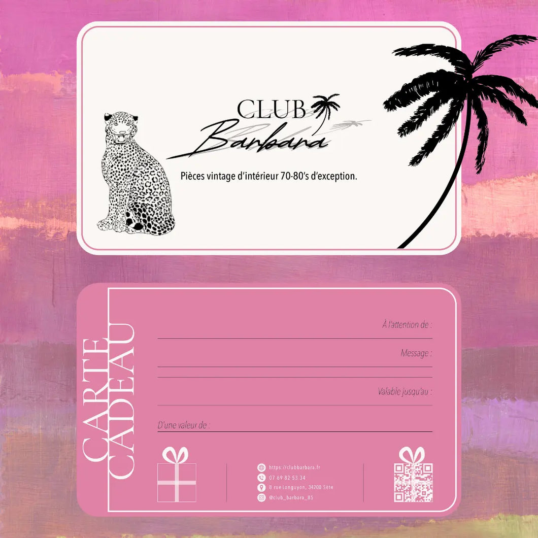 Carte Cadeau Club Barbara, le plaisir de choisir une pièce vintage d'exception, valable sans limite de date