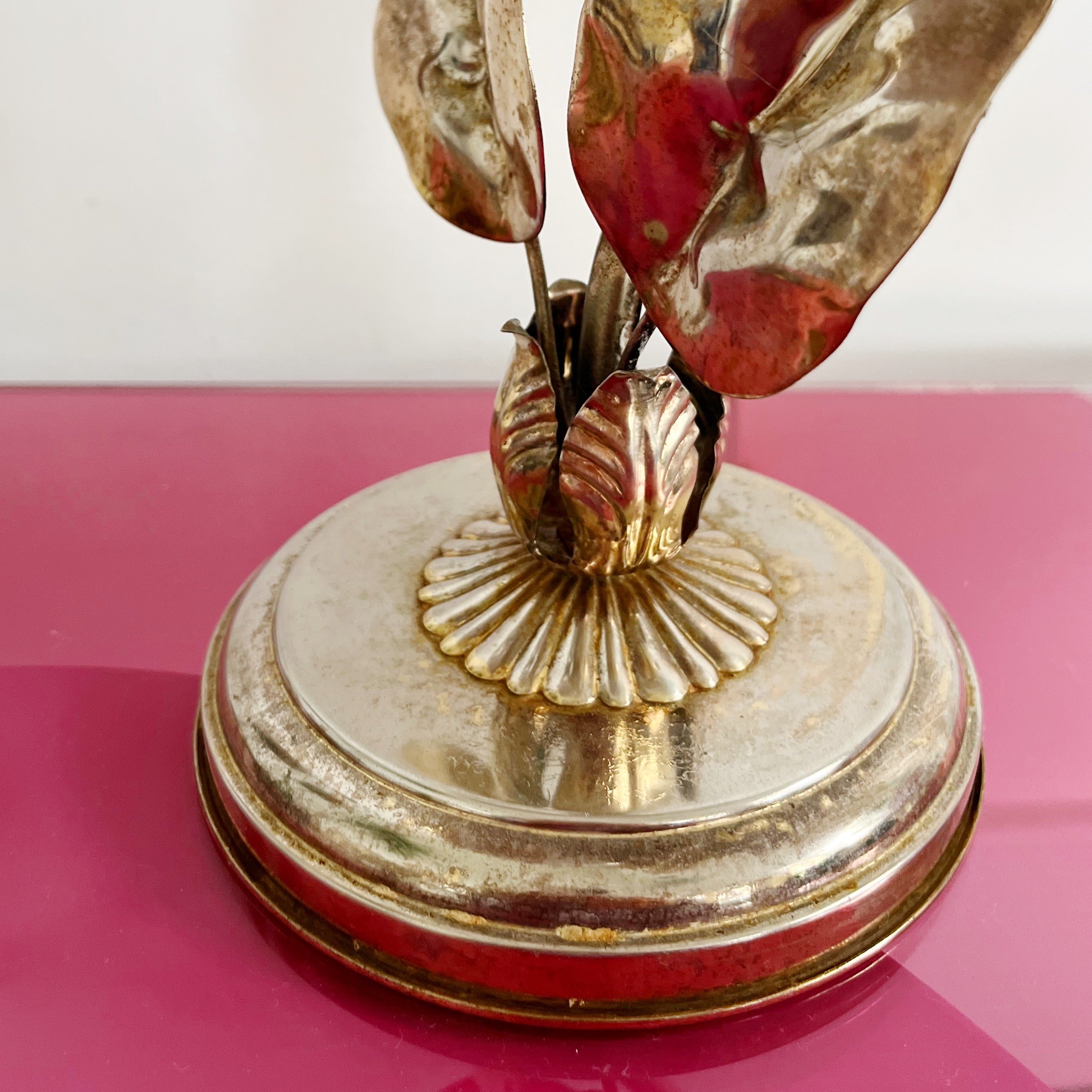 Lampe feuilles laiton vintage