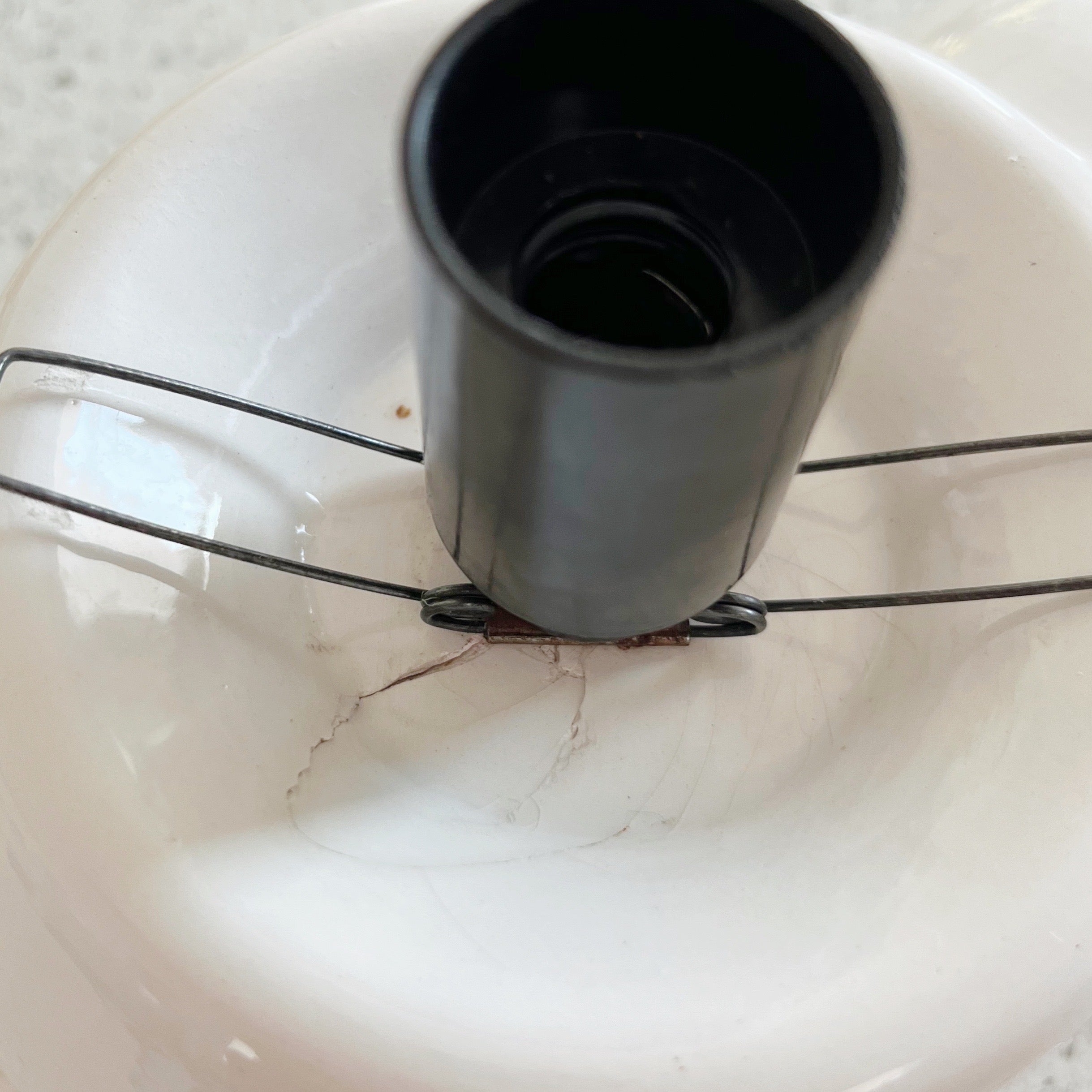 Lampe Chien et globe opalin – Années 80