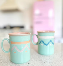 Load image into Gallery viewer, Vintage pastel mugs with geometric patterns
