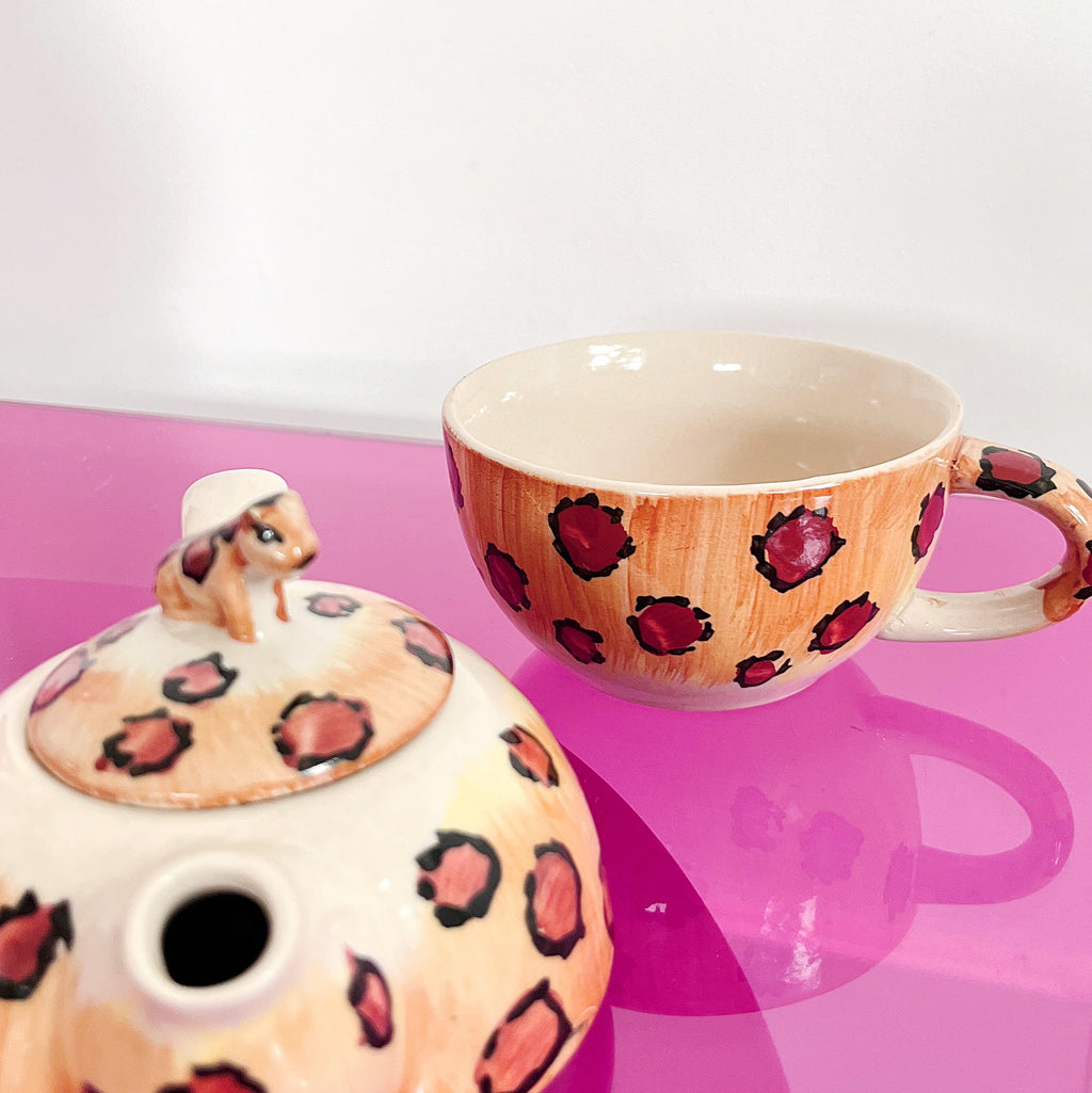 Petite théière léopard vintage