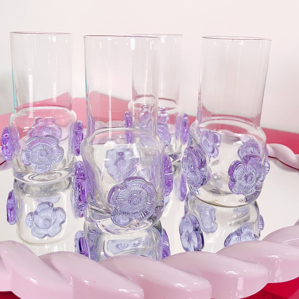 Set de 4 verres fleurs en cristal 70’s