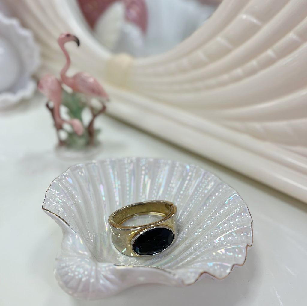 Coupe coquillage iridescente et dorures 70s