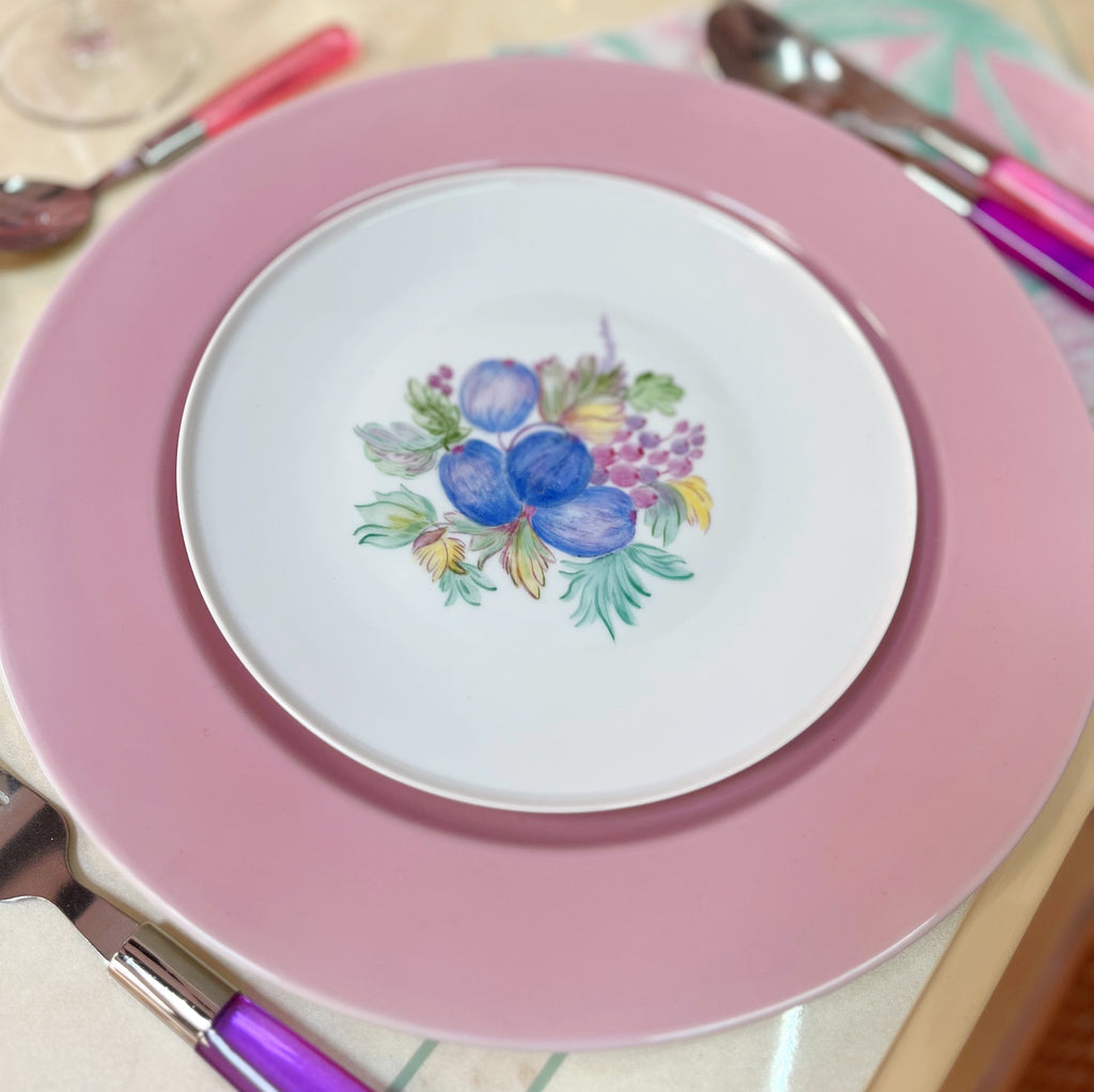 Assiettes à dessert en porcelaine décor de fruits