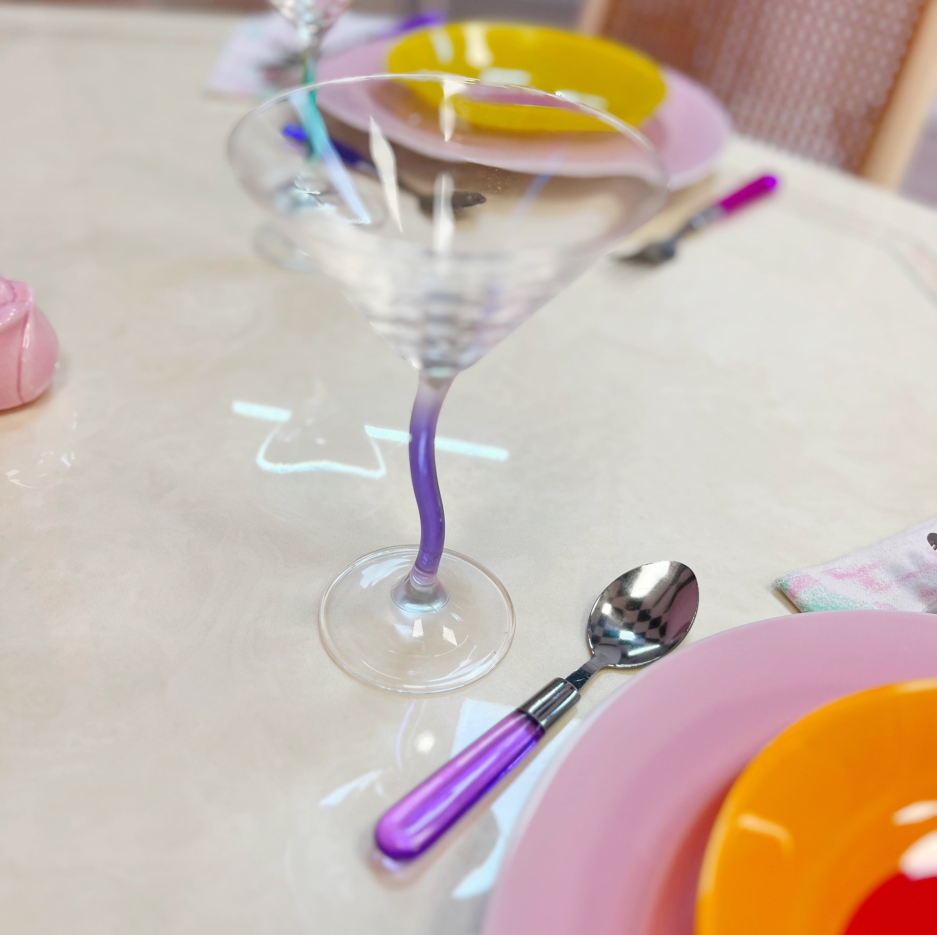 Verres zig-zag vintage colorés