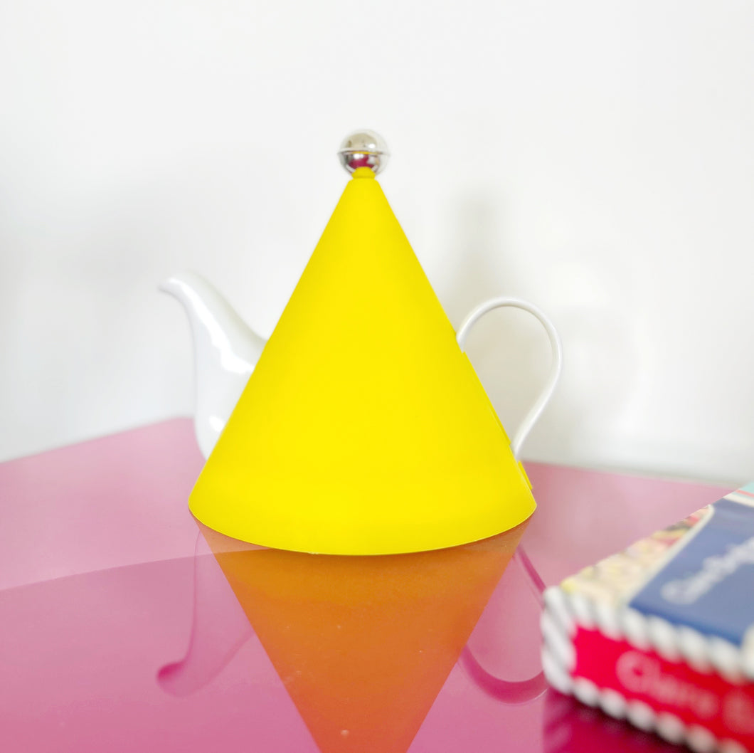 Vintage Yellow Memphis Style Teapot