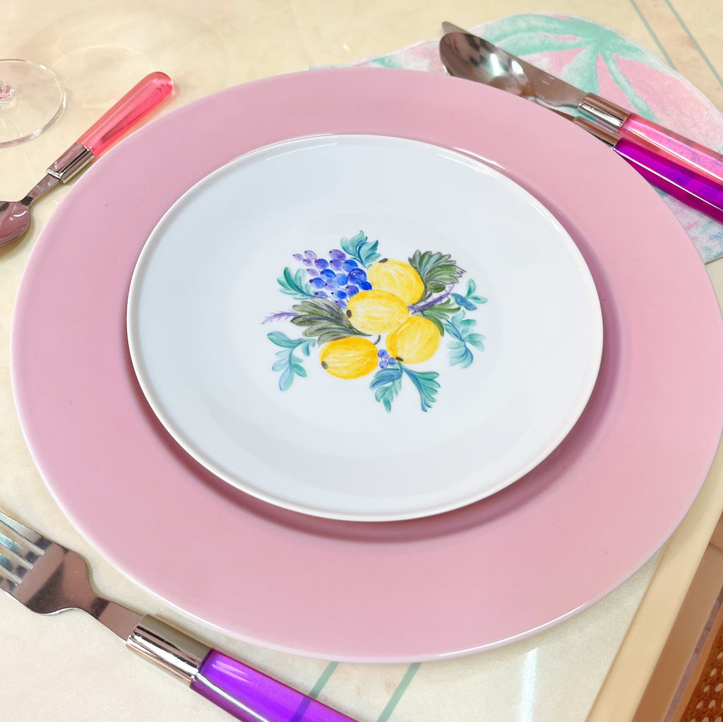 Assiettes à dessert en porcelaine décor de fruits