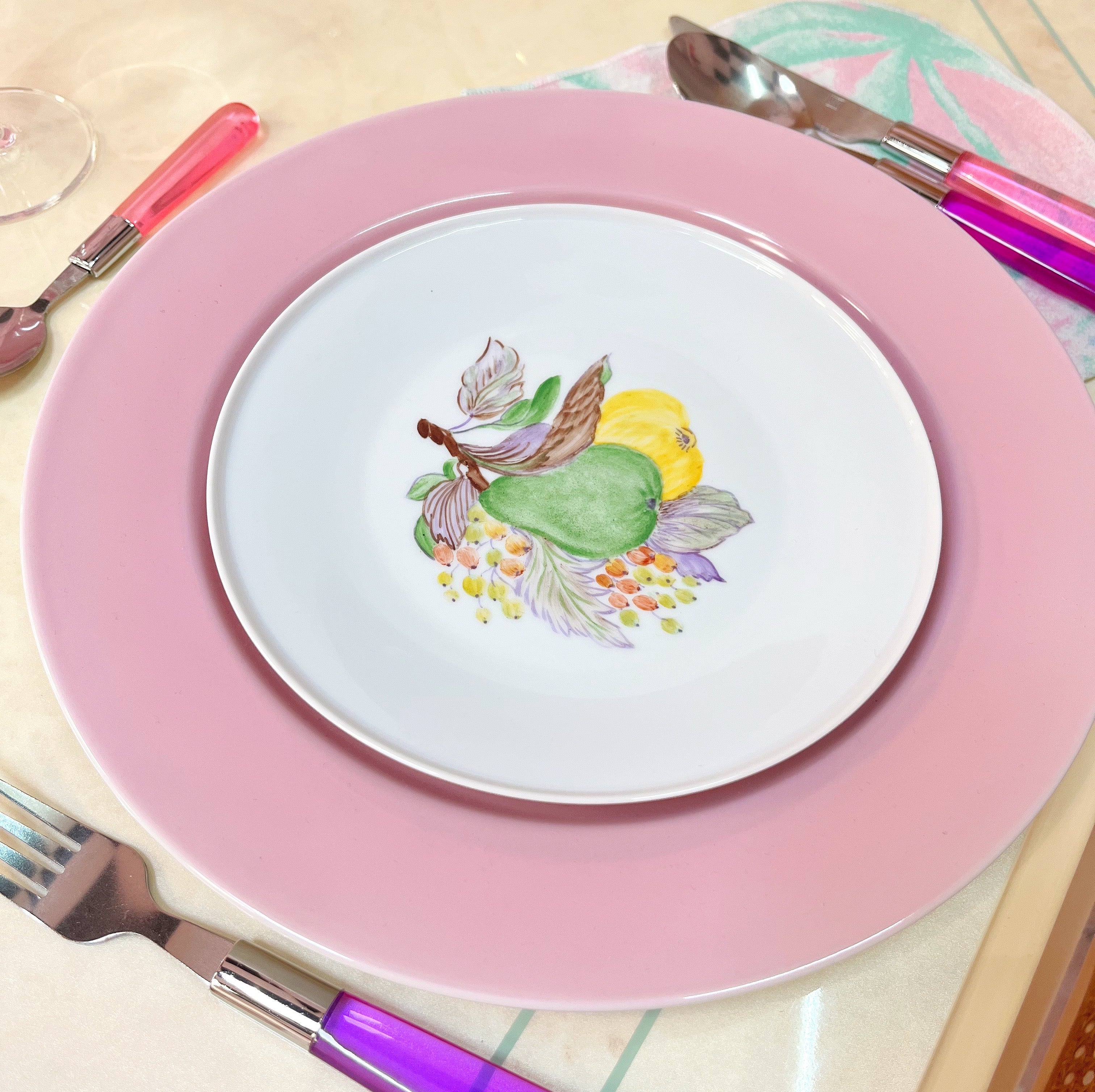 Assiettes à dessert en porcelaine décor de fruits