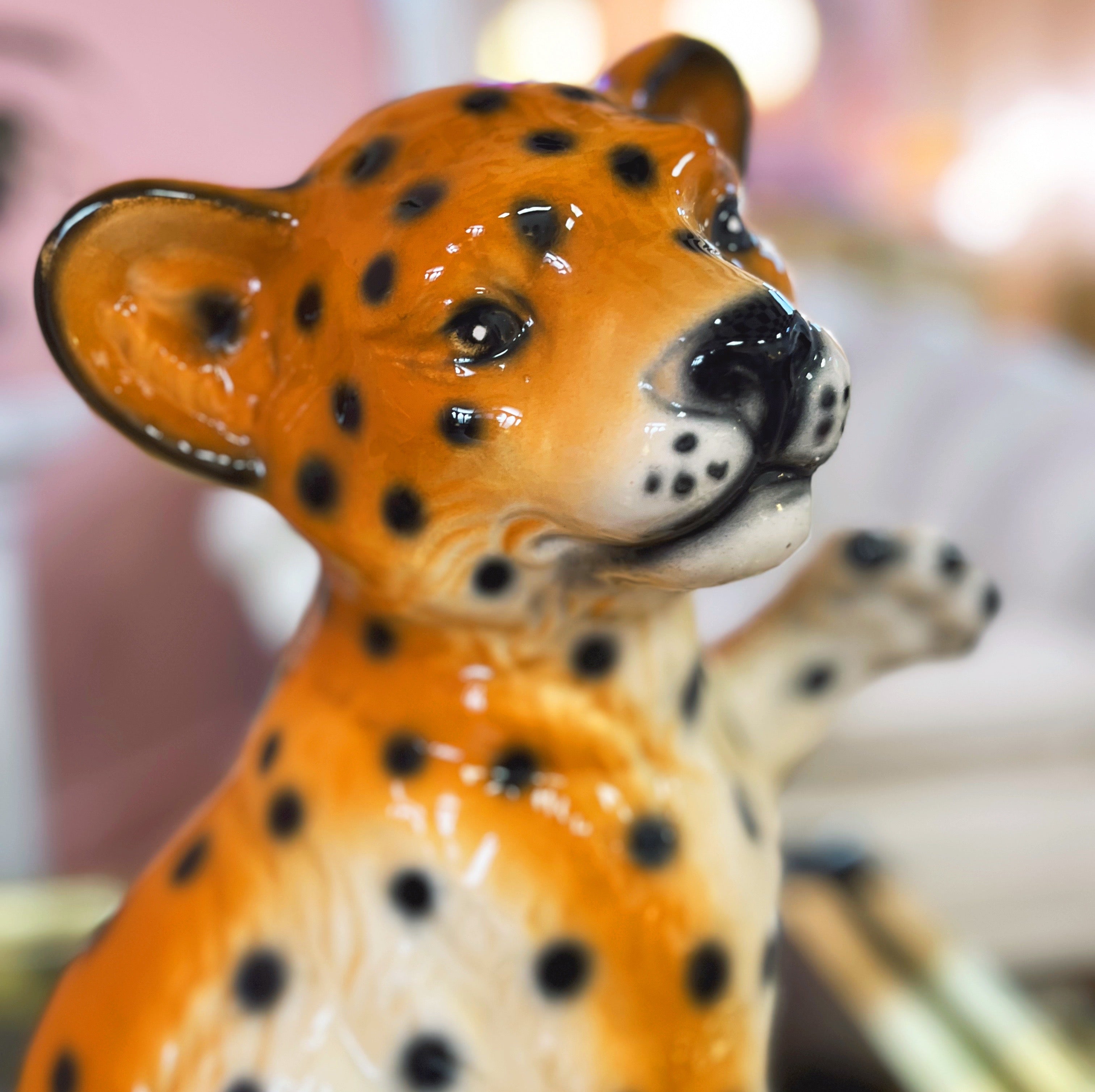 Léopard vintage en céramique italienne, 43cm, Années 80