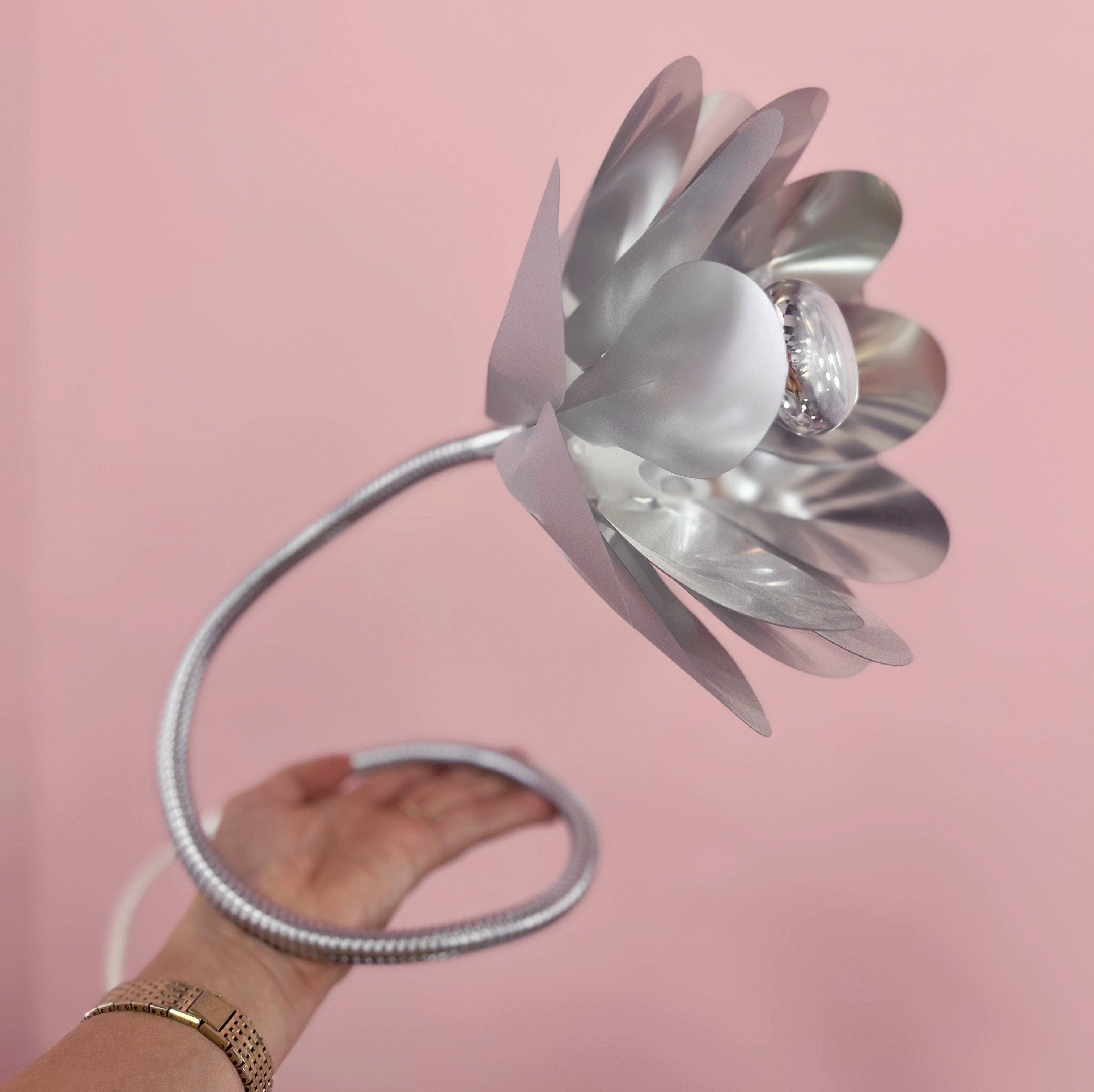 Lampe Fleur Chromée Vintage – Années 80