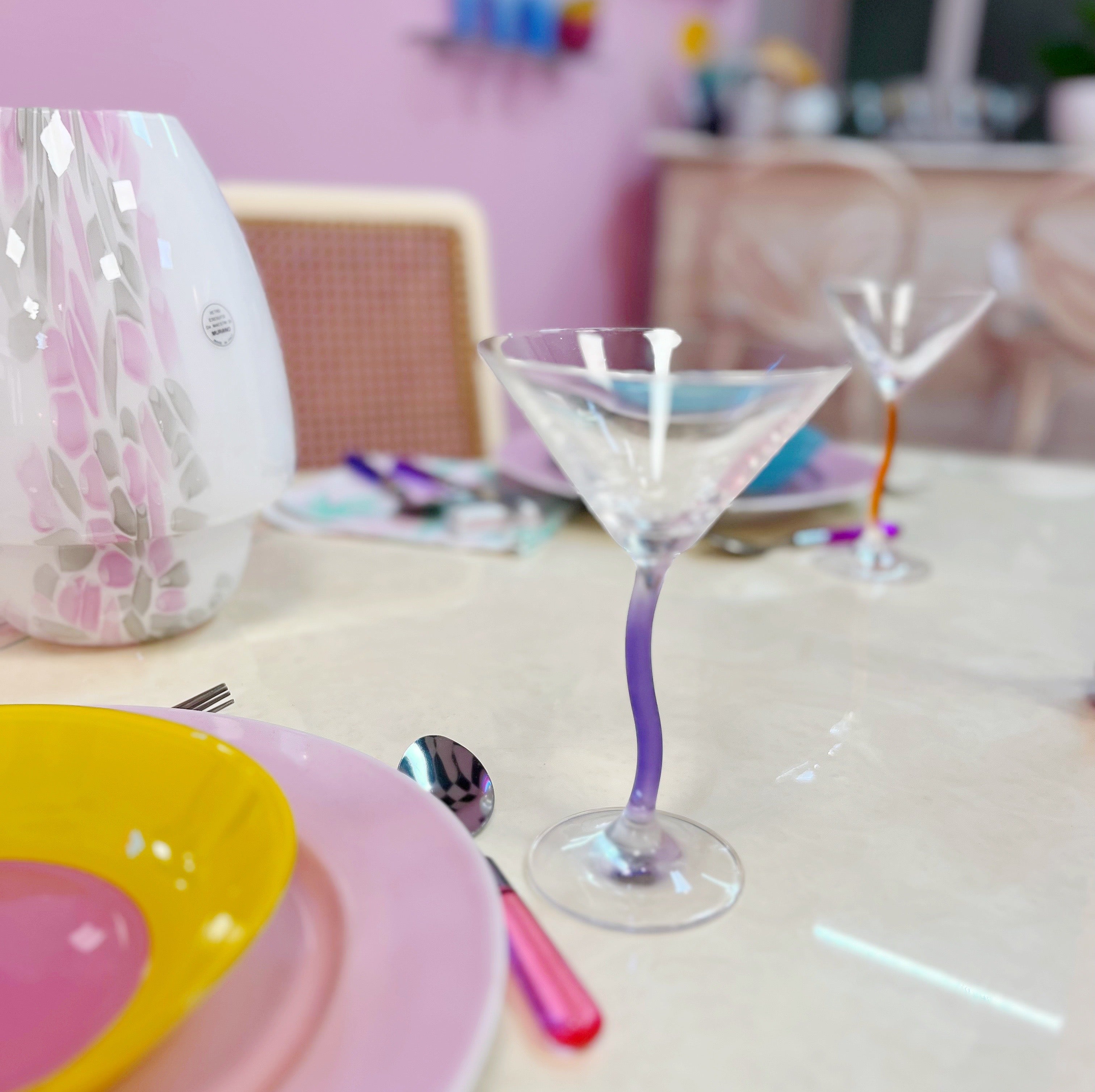 Verres zig-zag vintage colorés