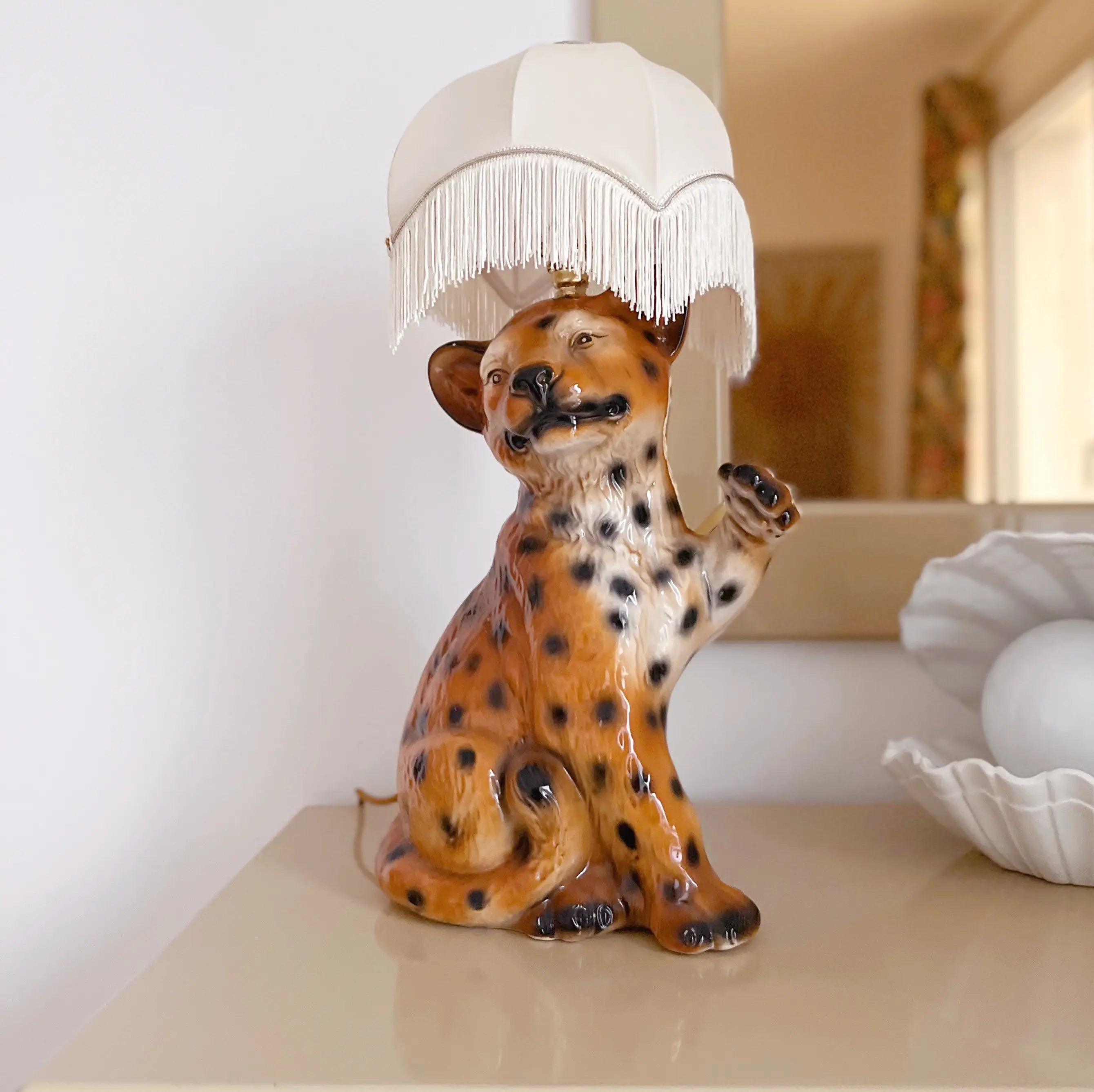 Grande lampe léopard artisanale – Pièce unique - Italie