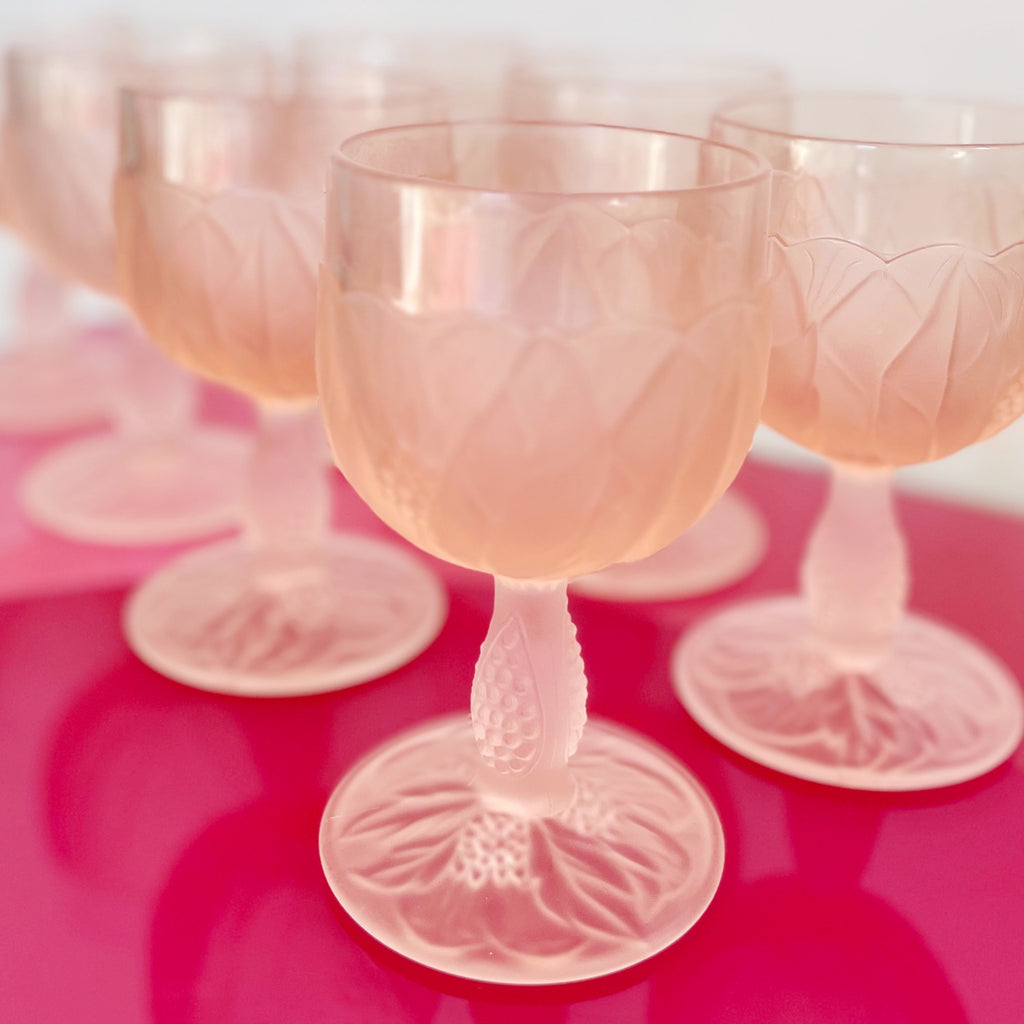 Verres vintage rose pastel motif floral