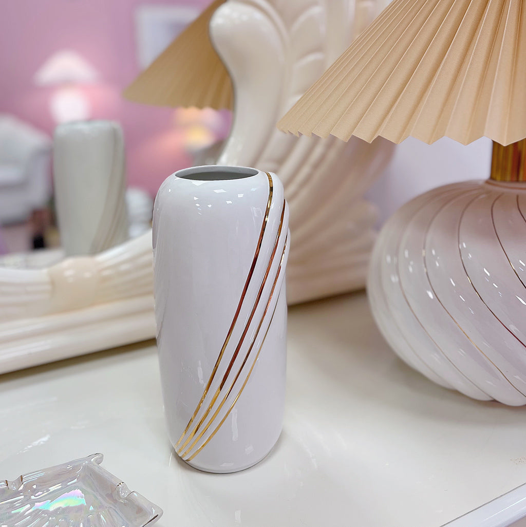 Vase Art Déco doré 80s