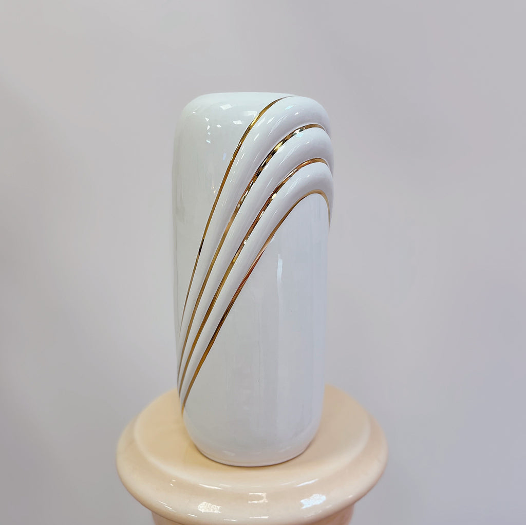 Vase Art Déco doré 80s