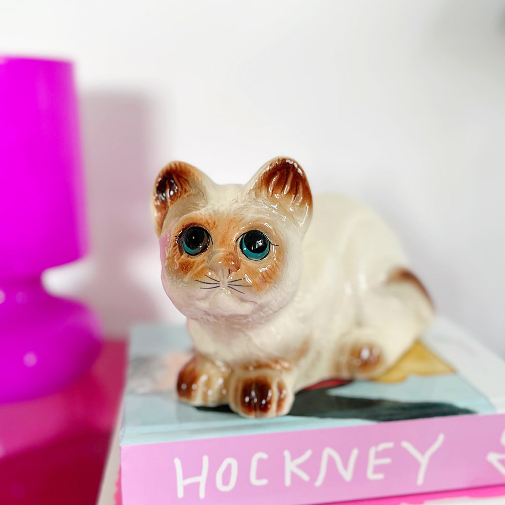 Chat siamois vintage en céramique