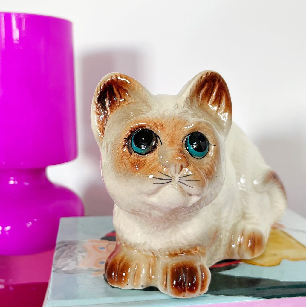 Chat siamois vintage en céramique