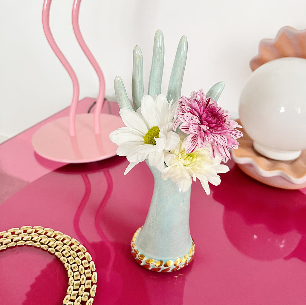 Vase main vintage iridescent