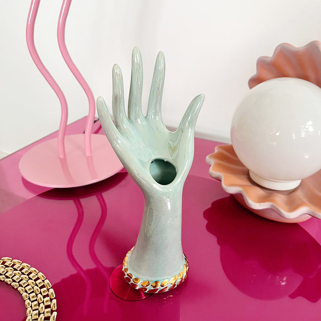 Vase main vintage iridescent