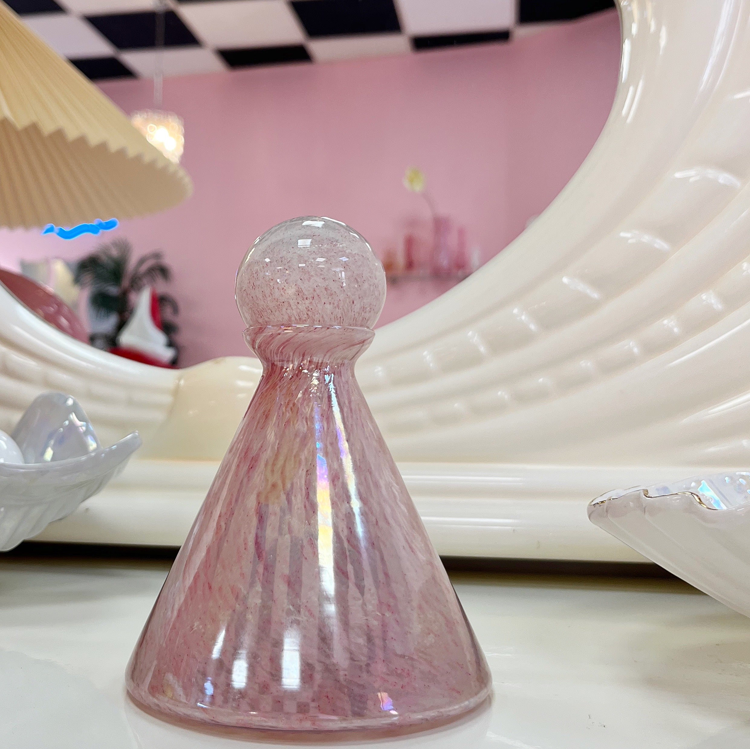 Flacon Décoratif en Verre Soufflé – Made in Italy, Années 60