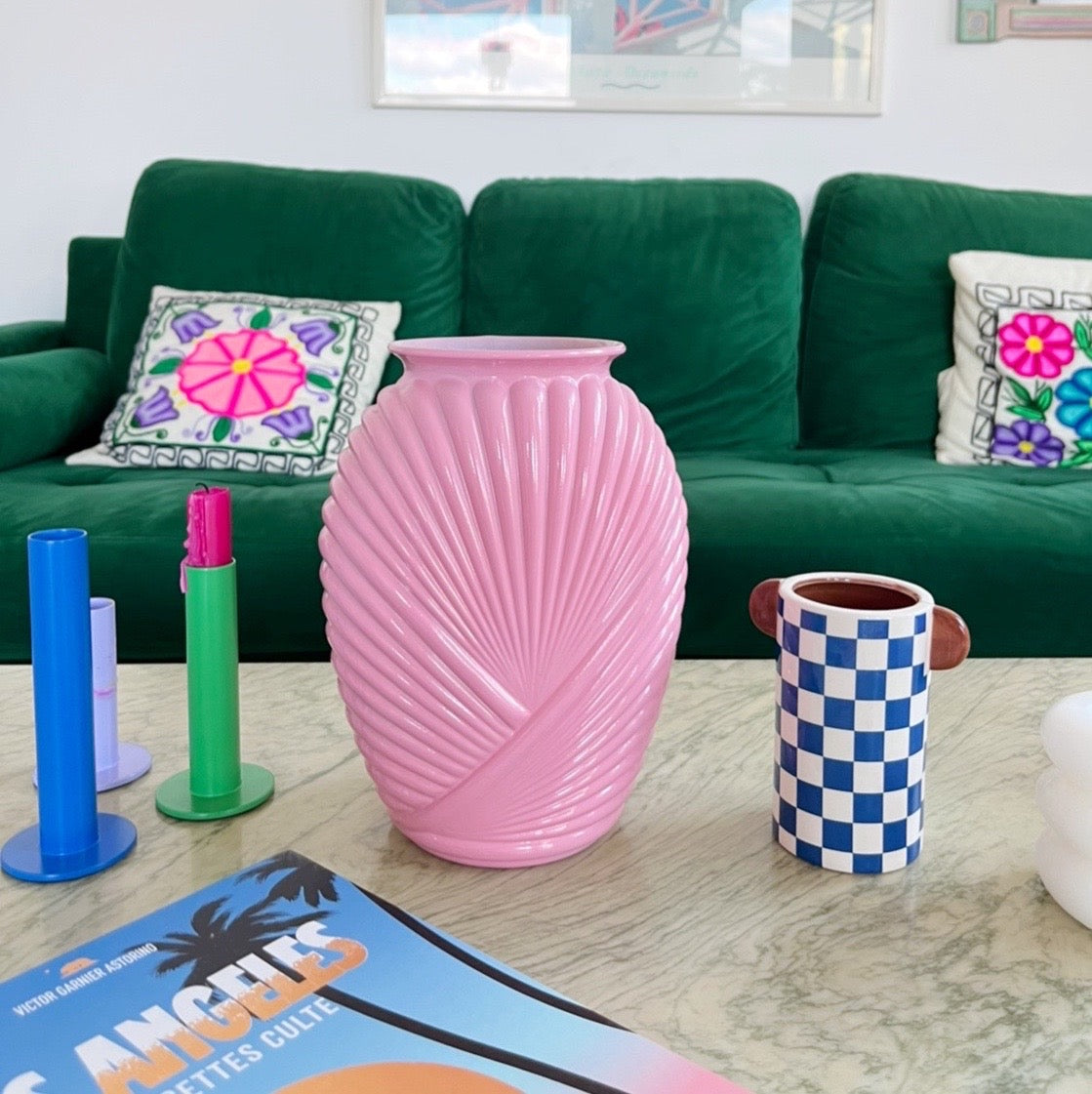 Vase coquillage vintage rose 