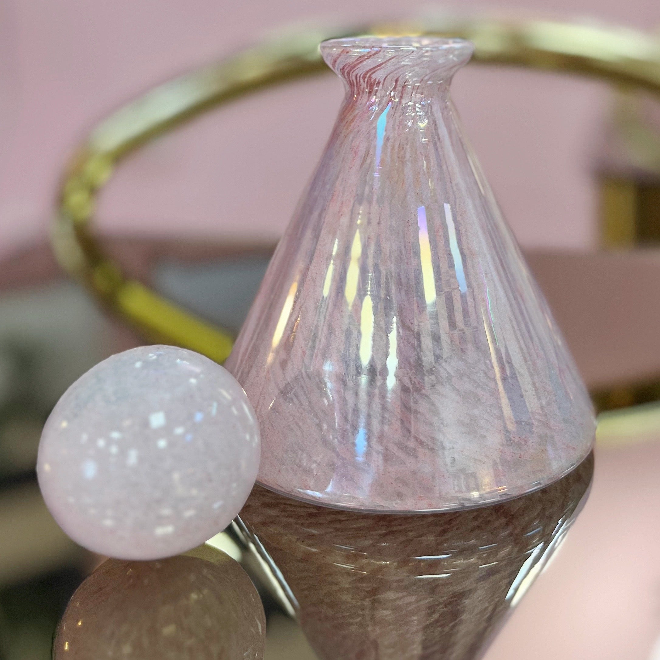 Flacon Décoratif en Verre Soufflé – Made in Italy, Années 60