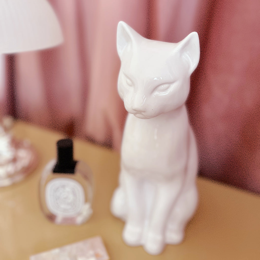 Chat en porcelaine blanc – Années 70