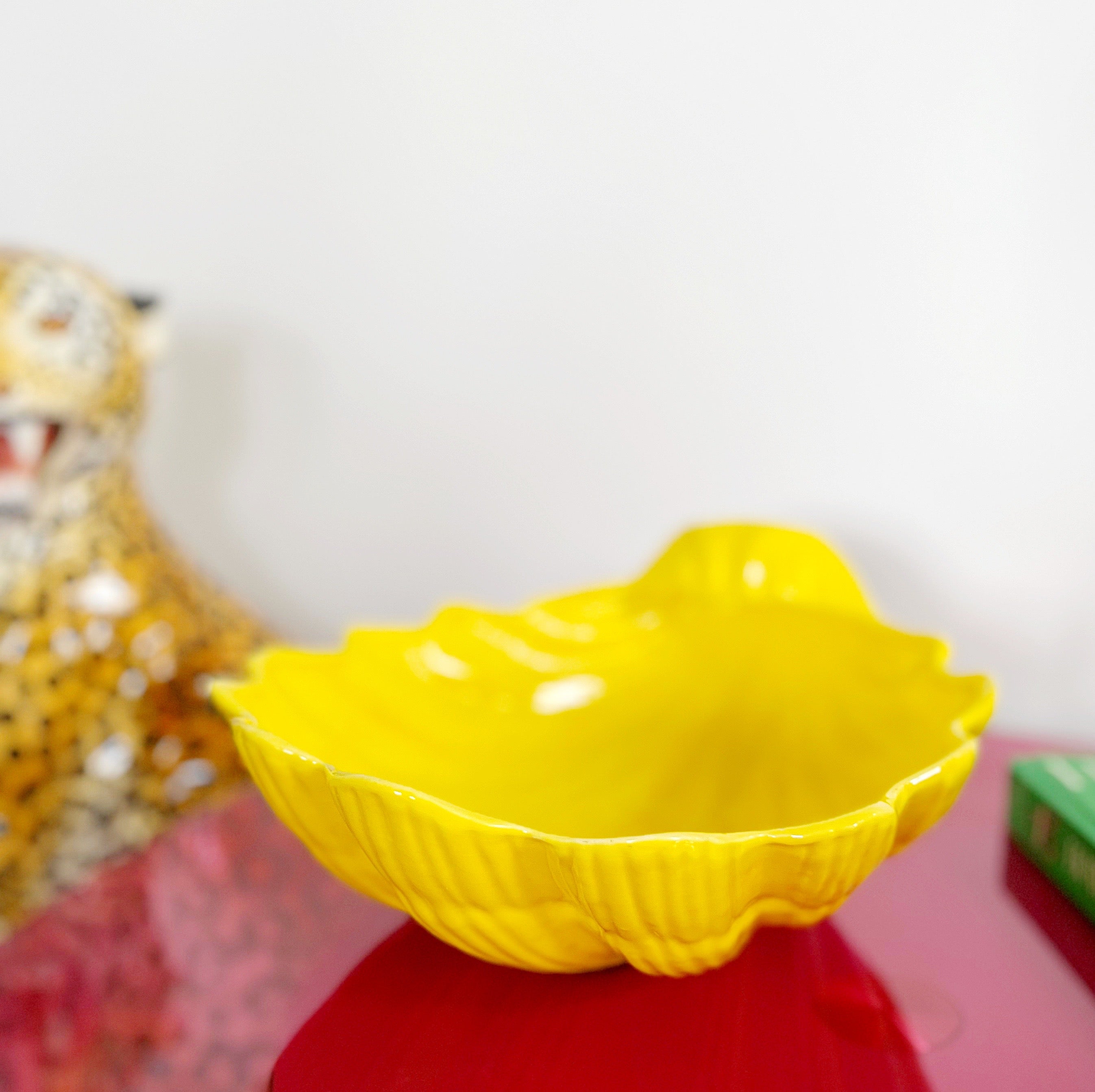 Grande coupe coquillage jaune vintage