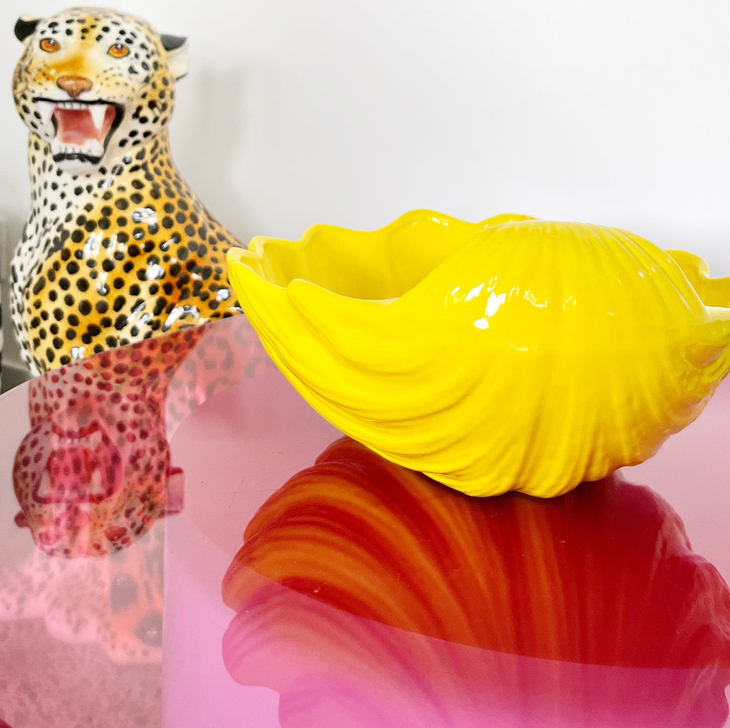 Grande coupe coquillage jaune vintage