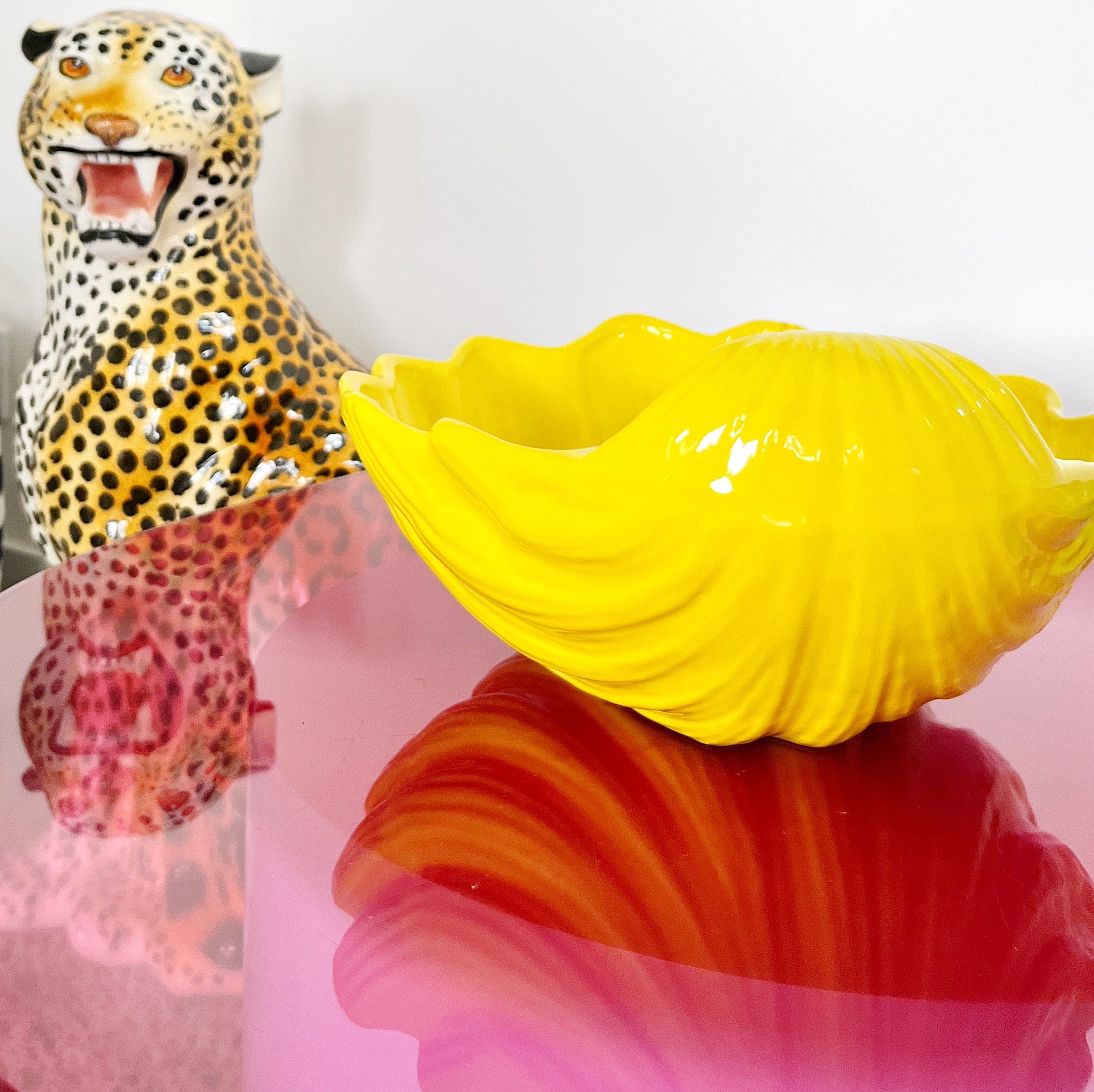 Grande coupe coquillage jaune vintage