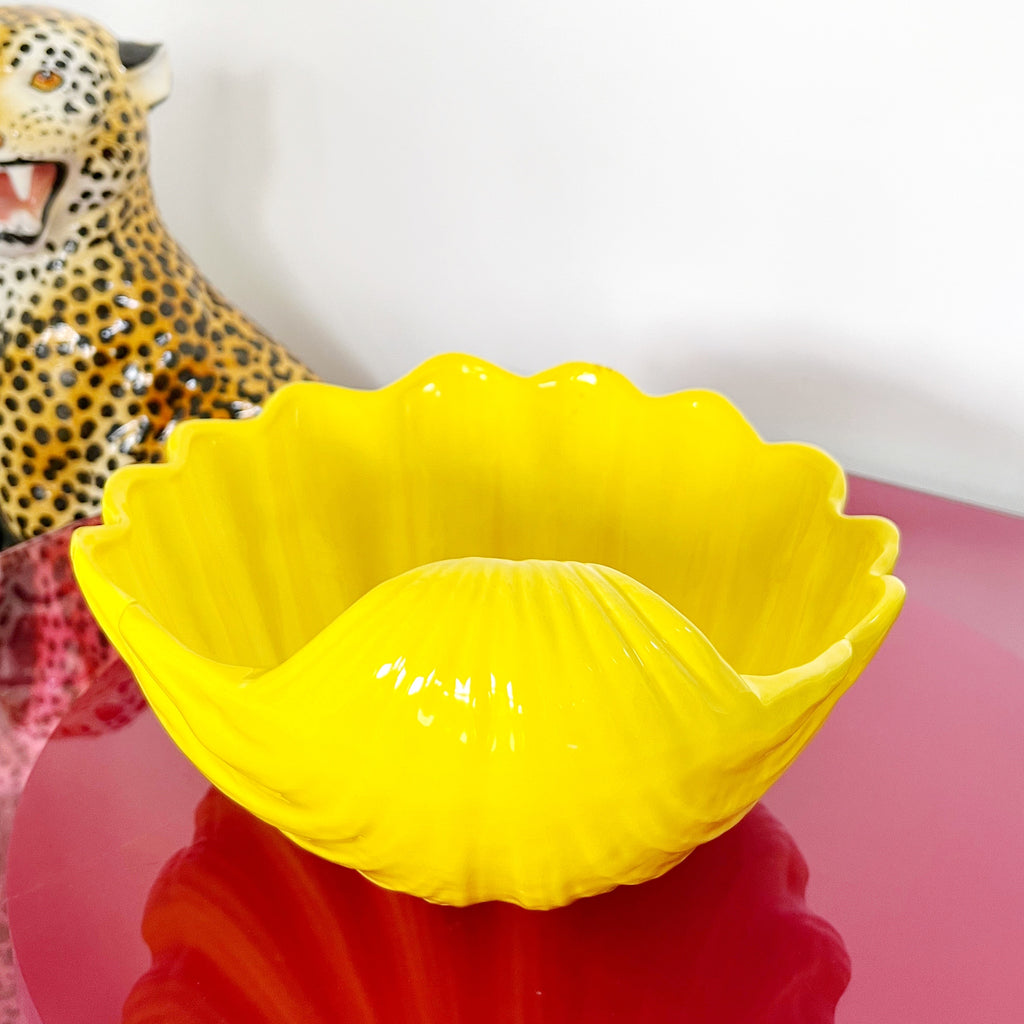 Grande coupe coquillage jaune vintage