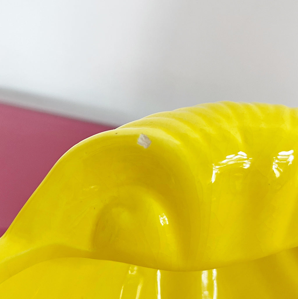 Grande coupe coquillage jaune vintage