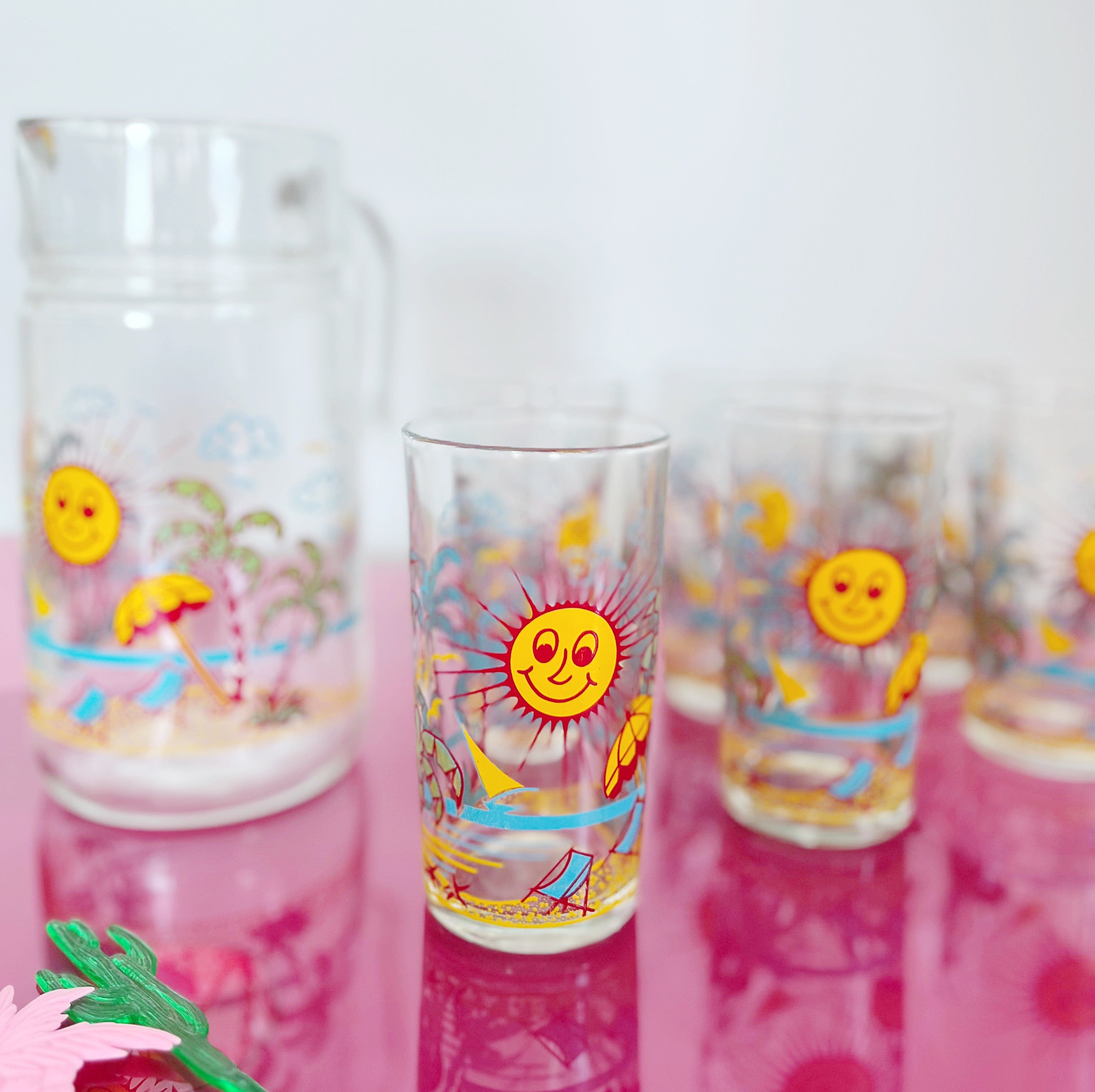 Service à orangeade vintage années 80 tropical