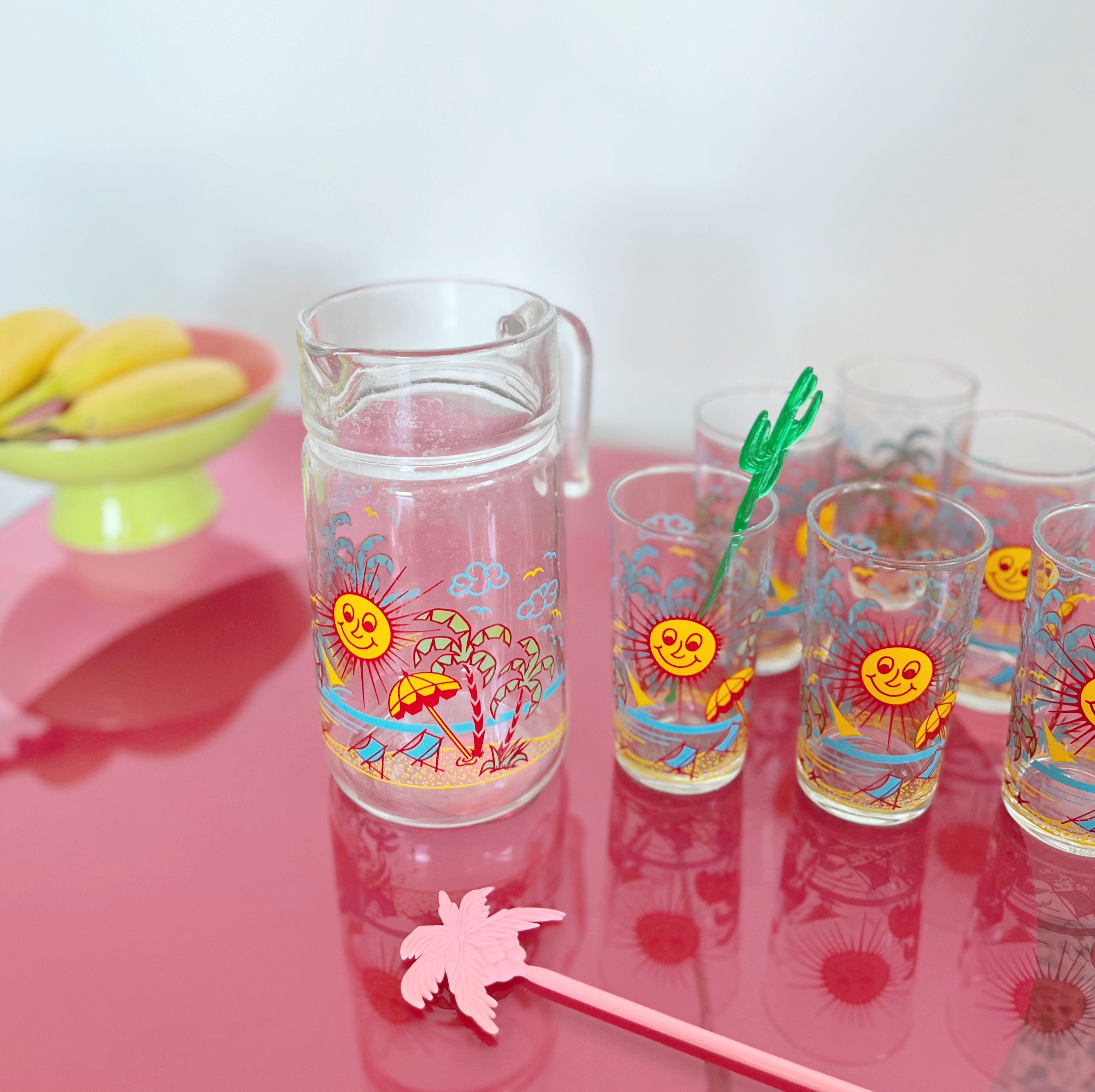 Service à orangeade vintage années 80 tropical