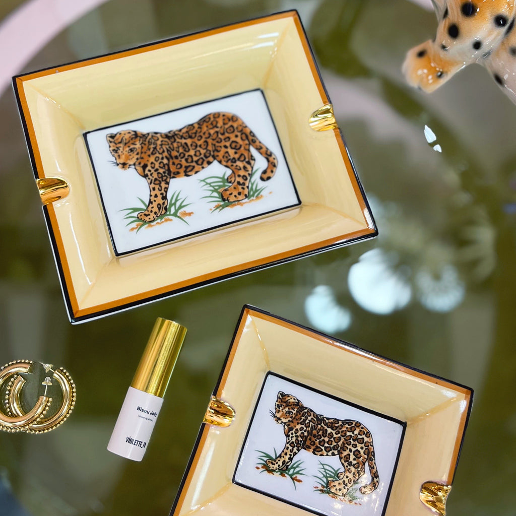 Cendrier panthère en porcelaine - Grand format - Années 80
