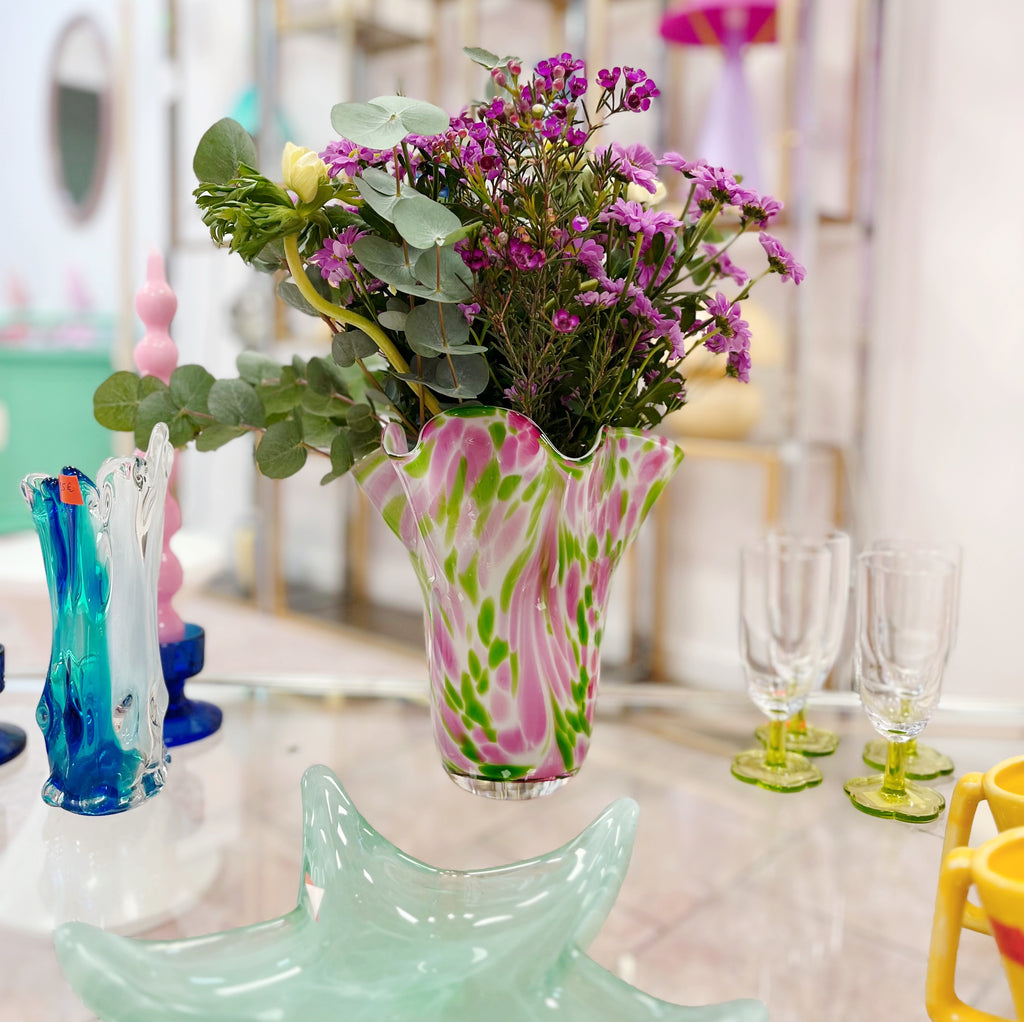 Vase corolle rose et vert