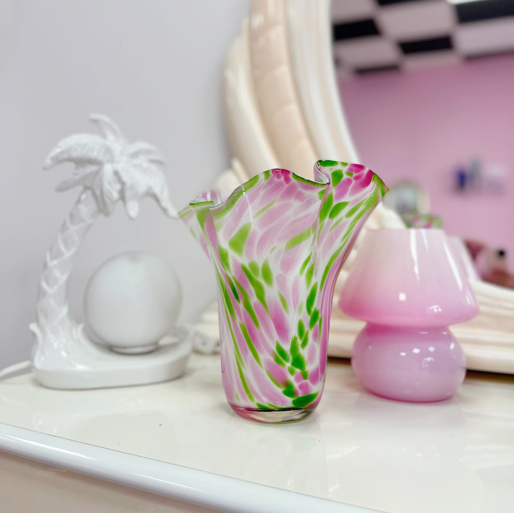 Vase corolle rose et vert