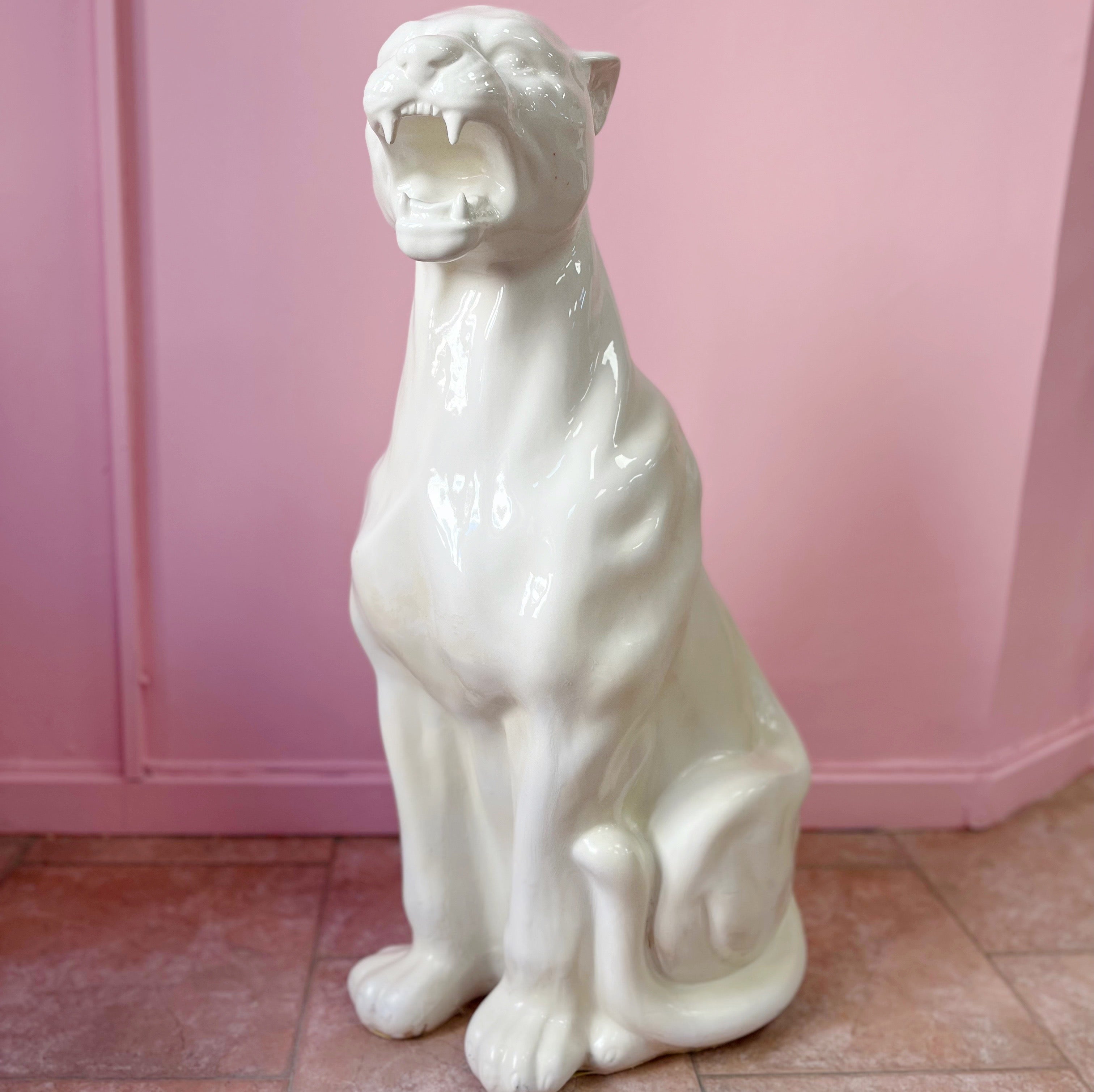 Grande panthère blanche vintage années 70